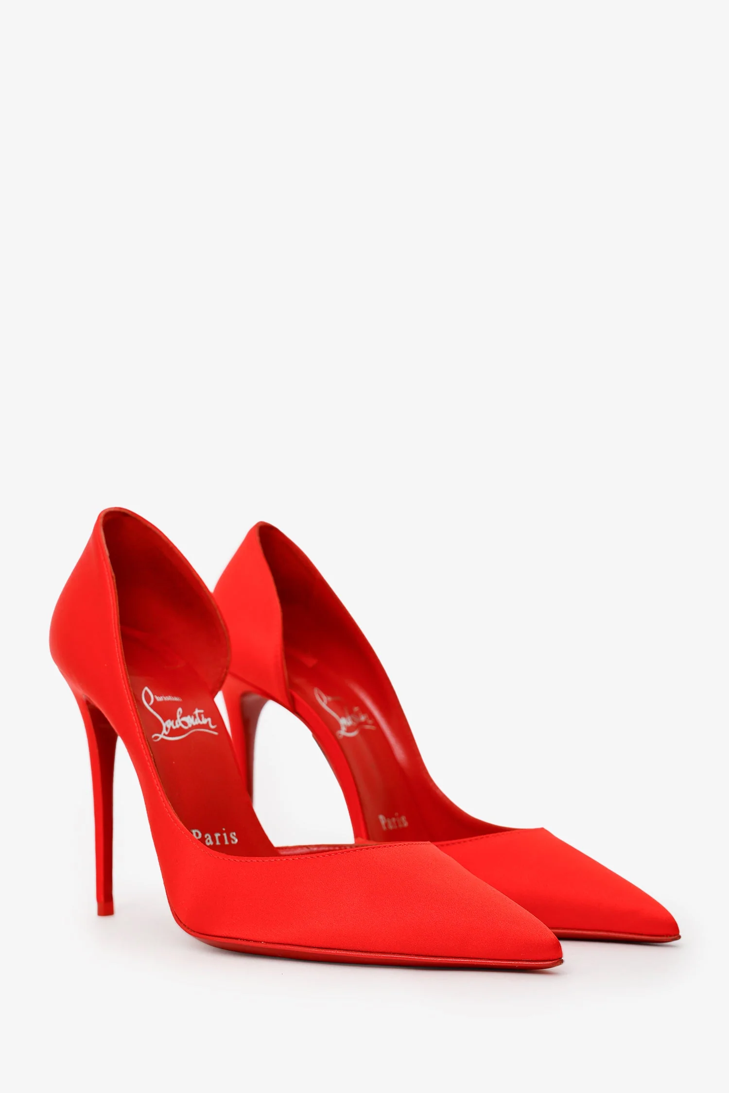 Christian Louboutin Red Satin 'Irizia 100' Heels Size 36.5 - Image 2