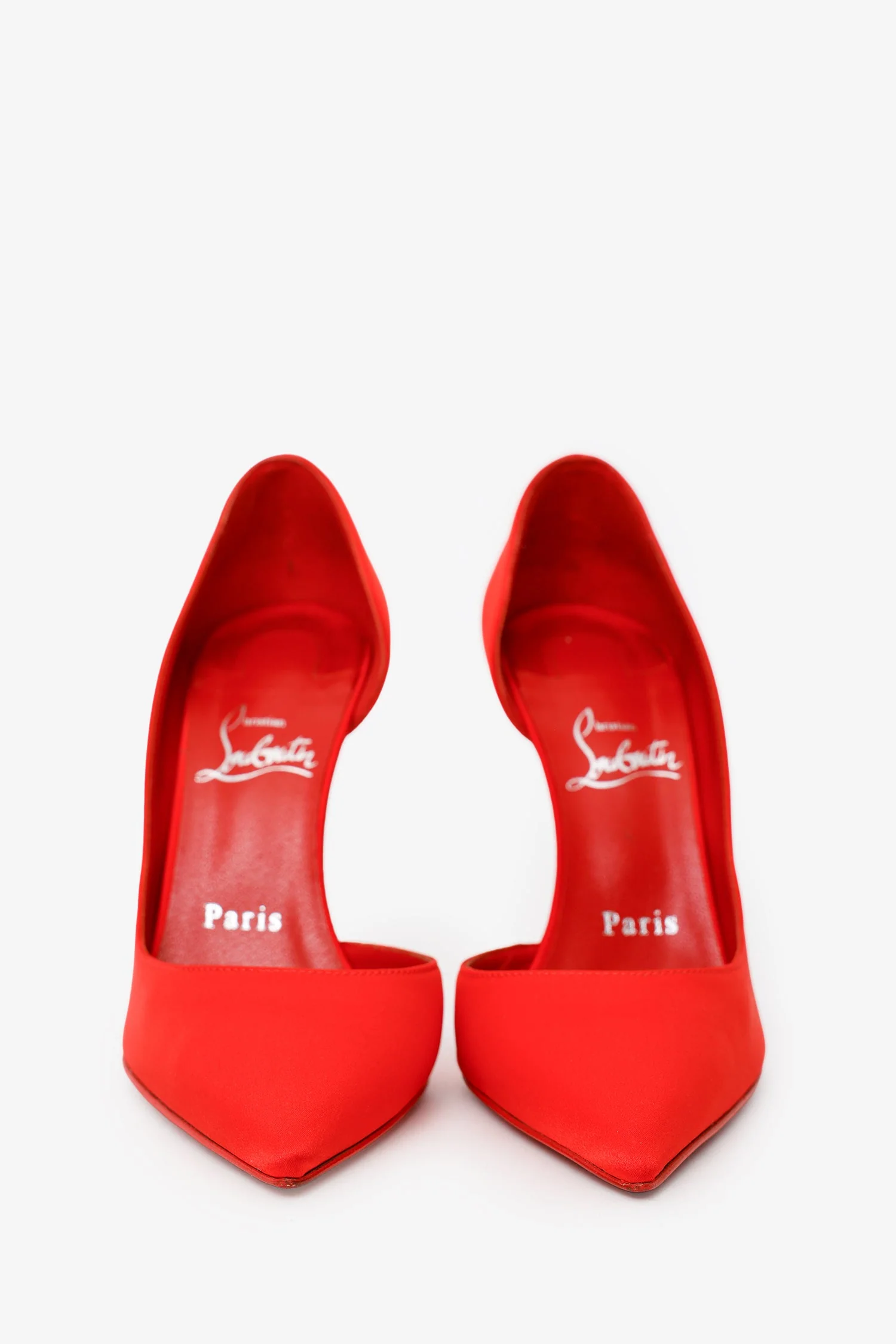Christian Louboutin Red Satin 'Irizia 100' Heels Size 36.5 - Image 3