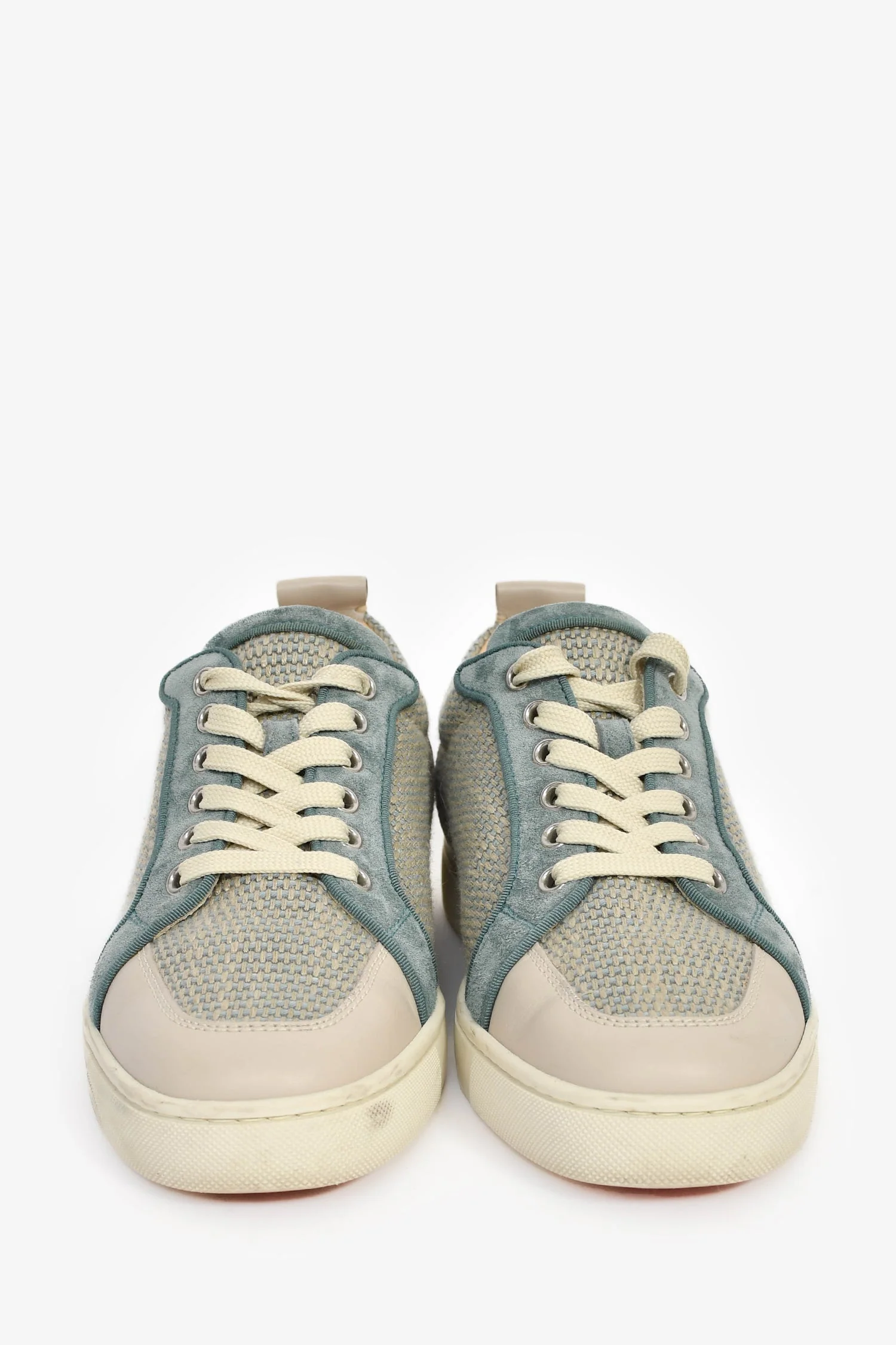 Christian Louboutin Teal Suede/Tweed Sneakers Size 40 Mens - Image 3