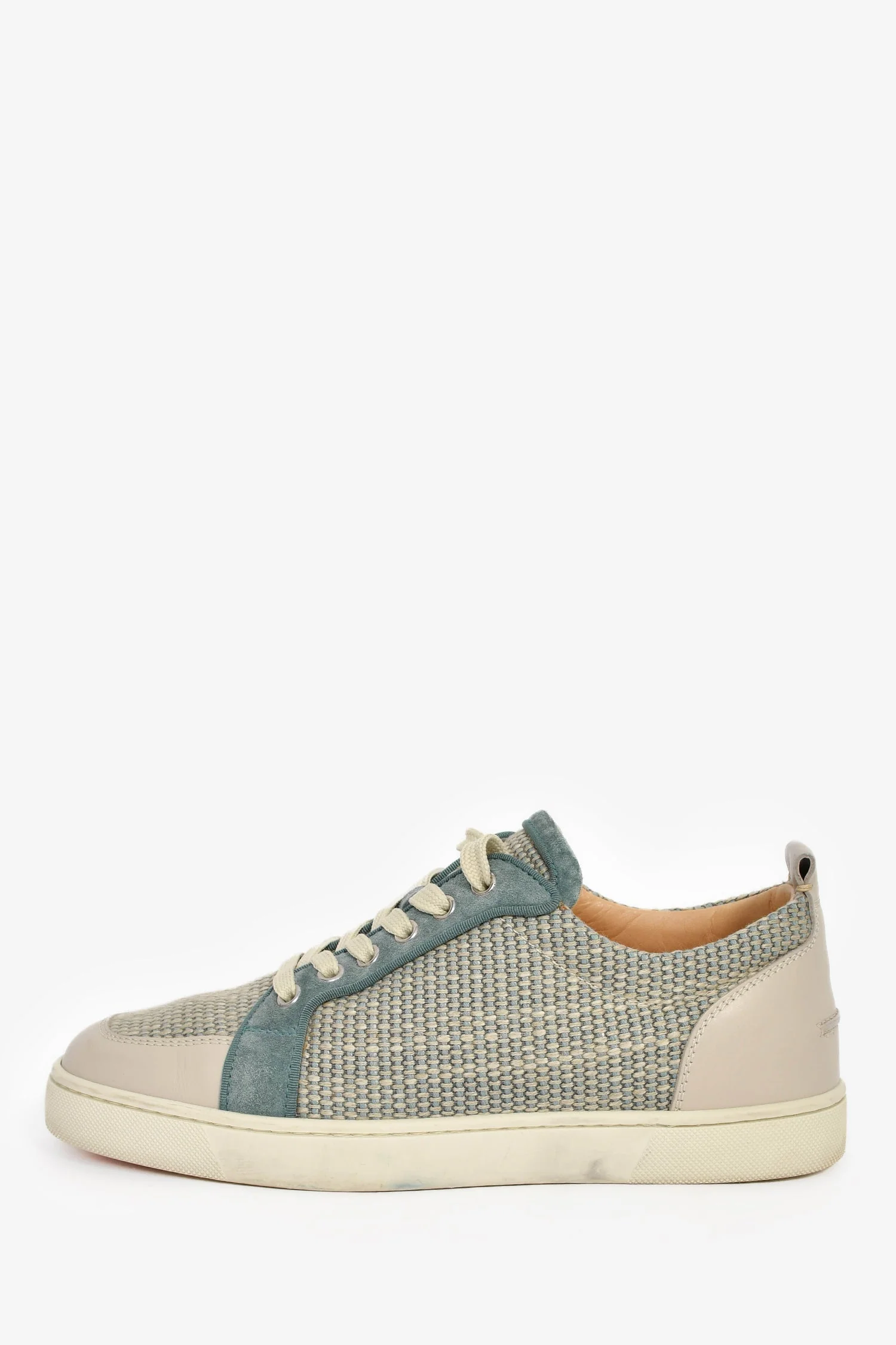 Christian Louboutin Teal Suede/Tweed Sneakers Size 40 Mens - Image 4