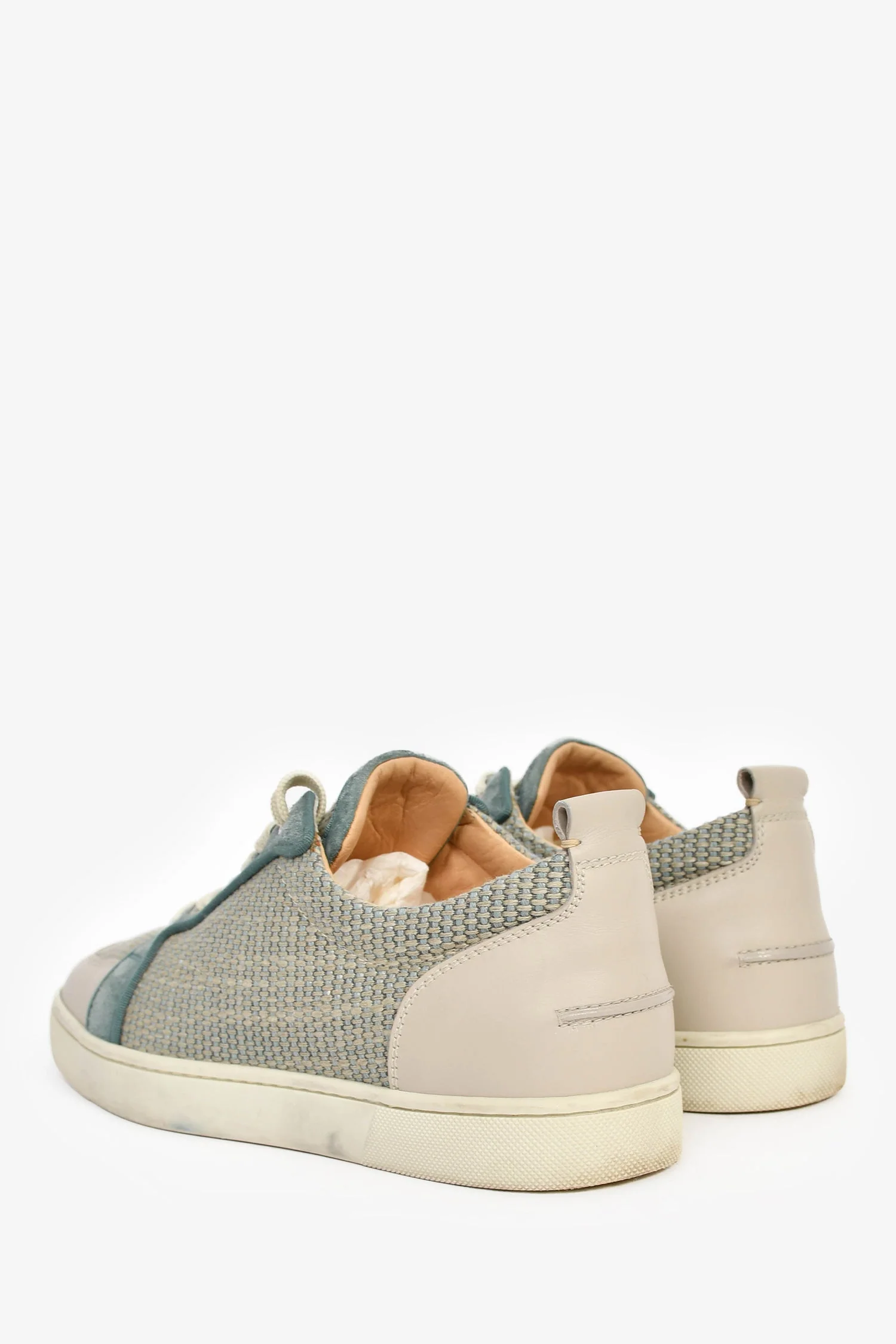Christian Louboutin Teal Suede/Tweed Sneakers Size 40 Mens - Image 5