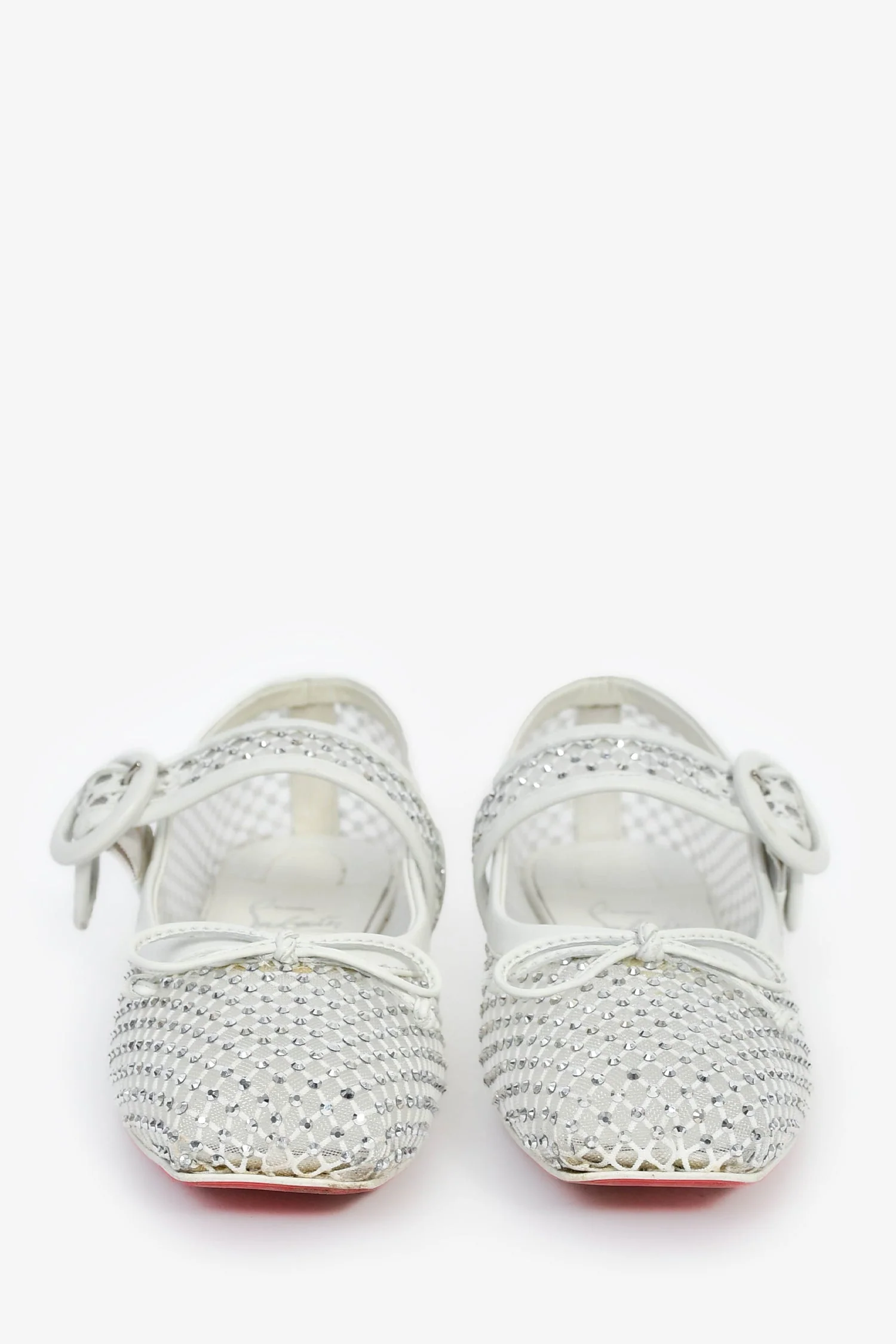 Christian Louboutin White Crystal Mesh Mary Jane Ballet Flats Size 36 - Image 3