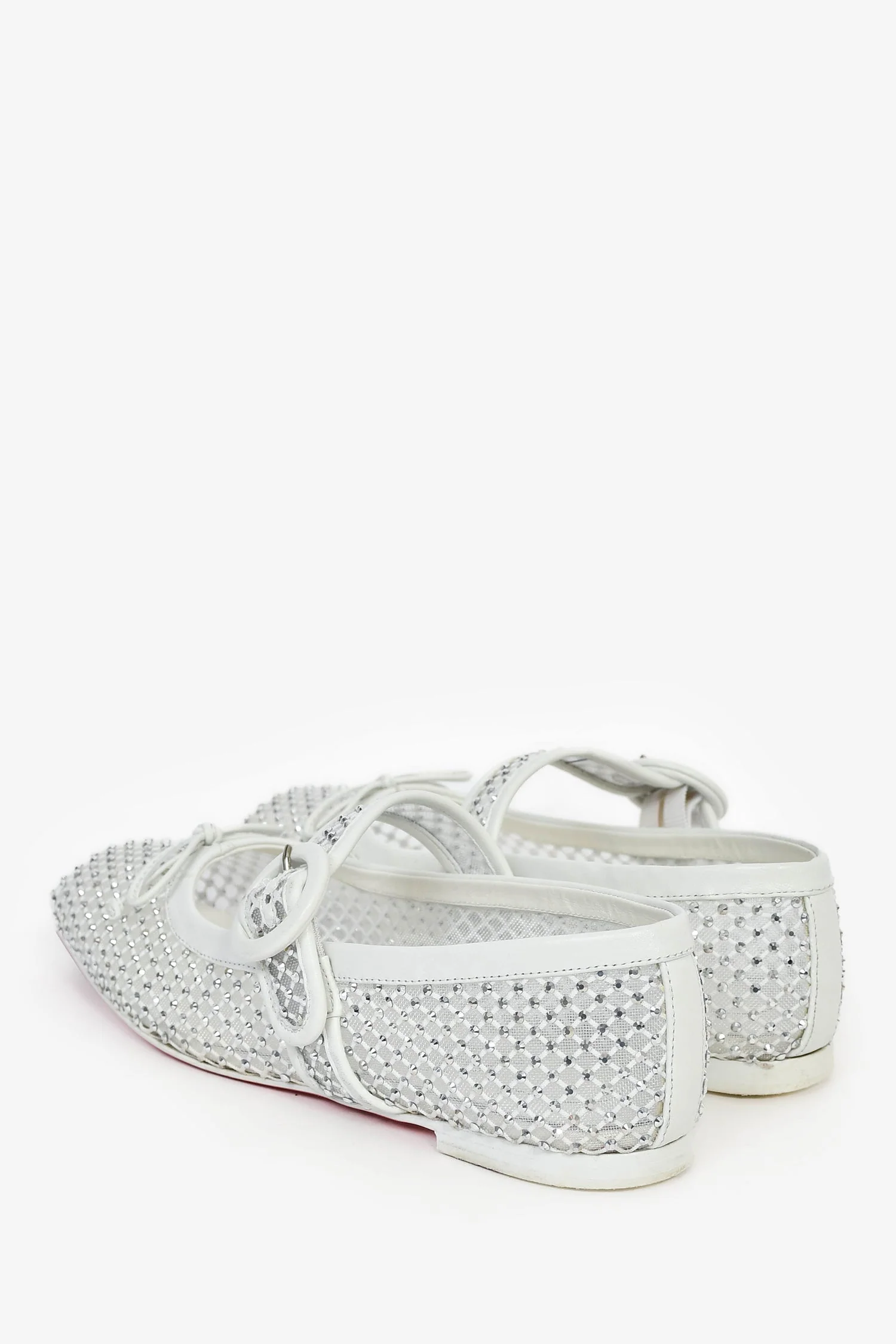 Christian Louboutin White Crystal Mesh Mary Jane Ballet Flats Size 36 - Image 5