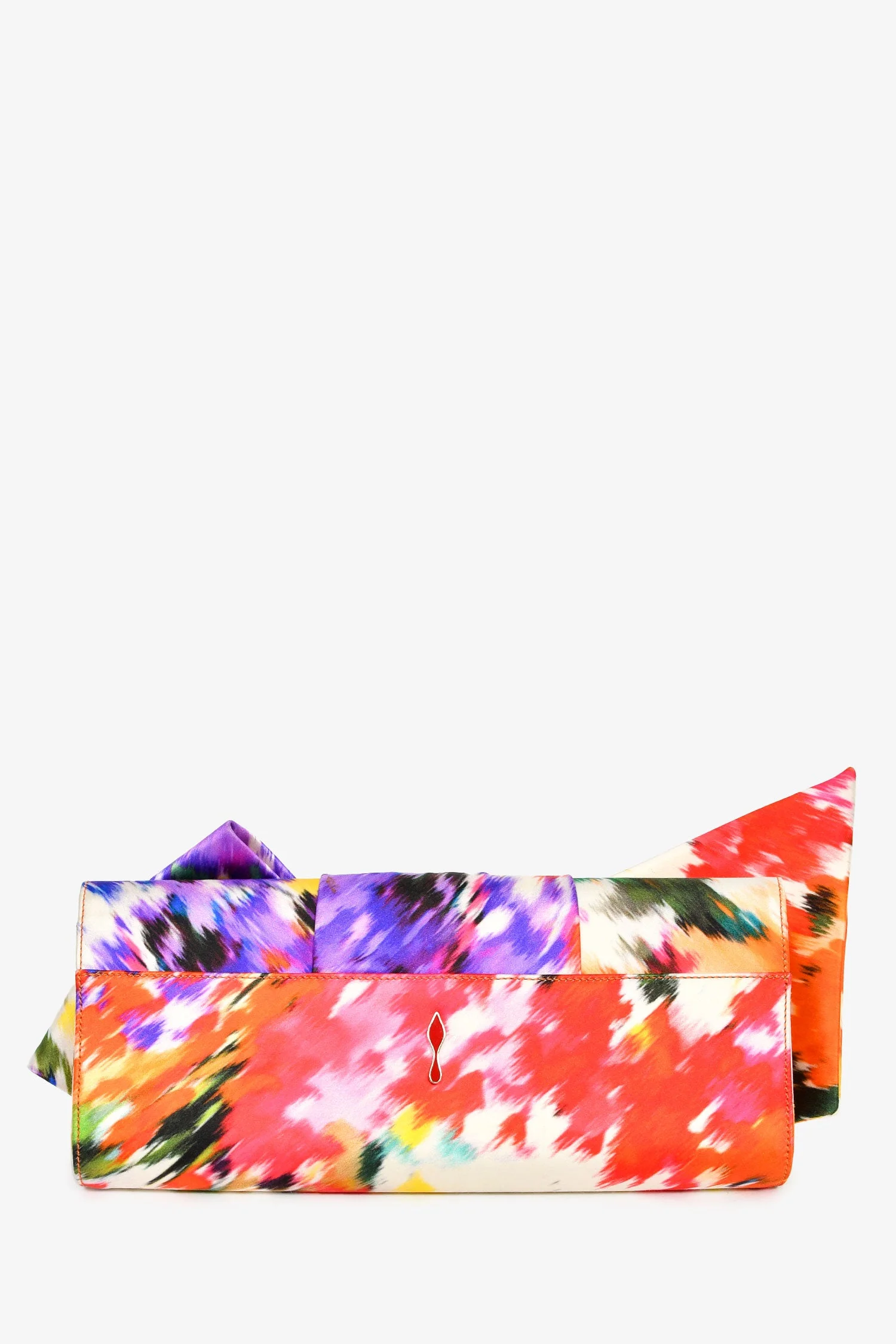 Christian Louboutin White/Multicolour Satin Knot Clutch - Image 2
