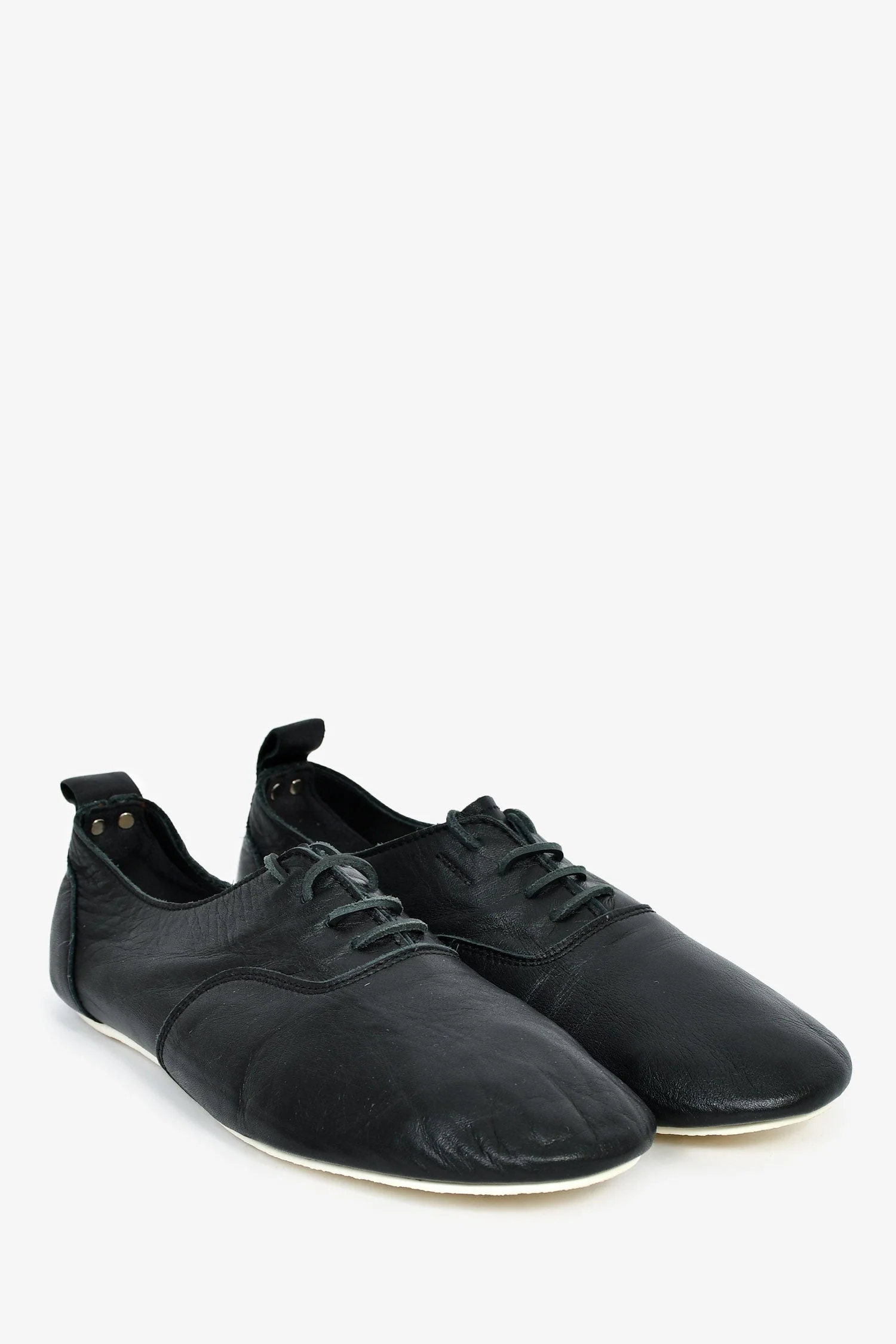 Comme De Garcons Black Leather Tricot Shoes Size 8/9 - Image 2