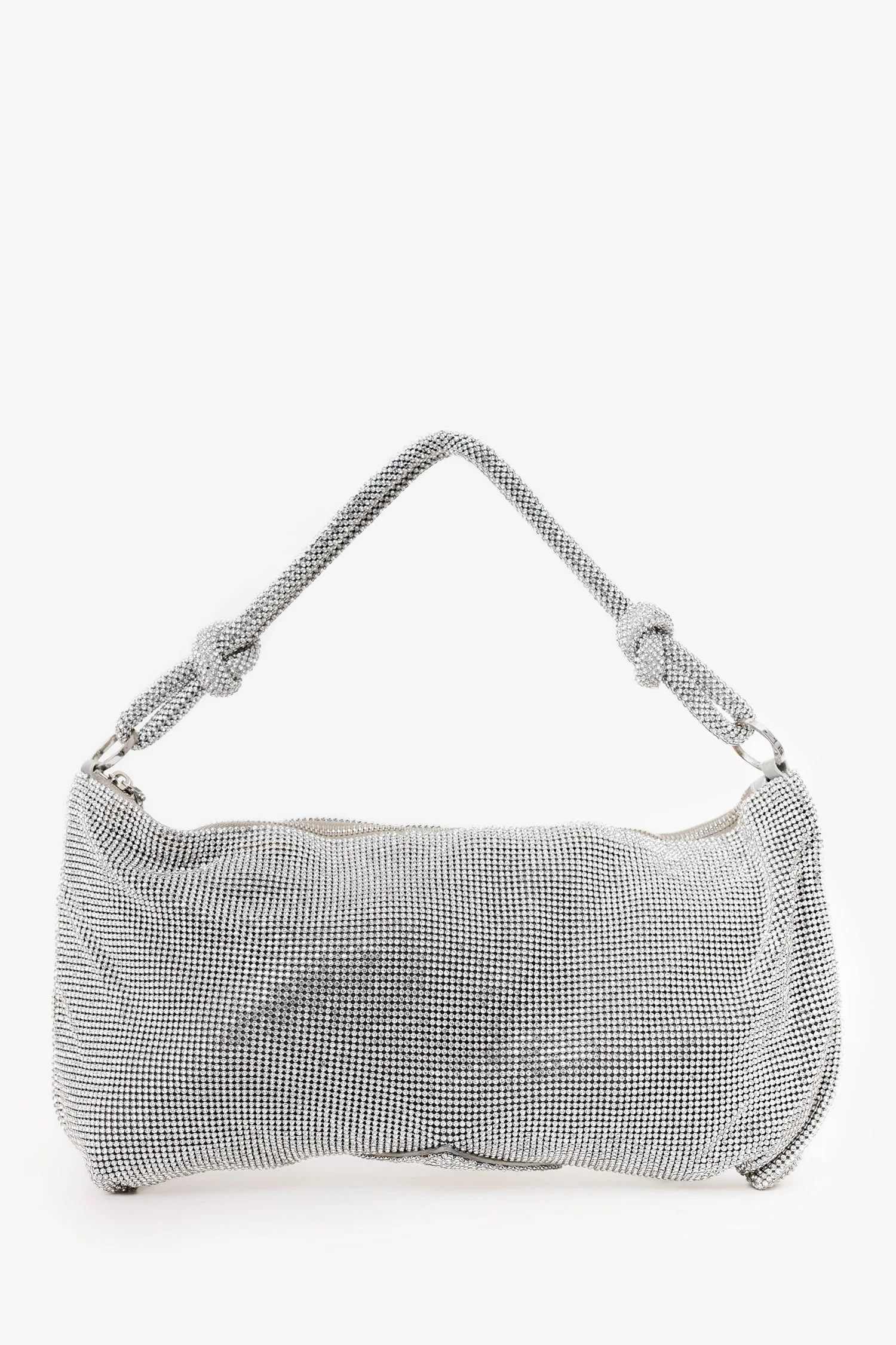 Cult Gaia Silver Metallic Crystal Embellished Shoulder Bag - Image 2