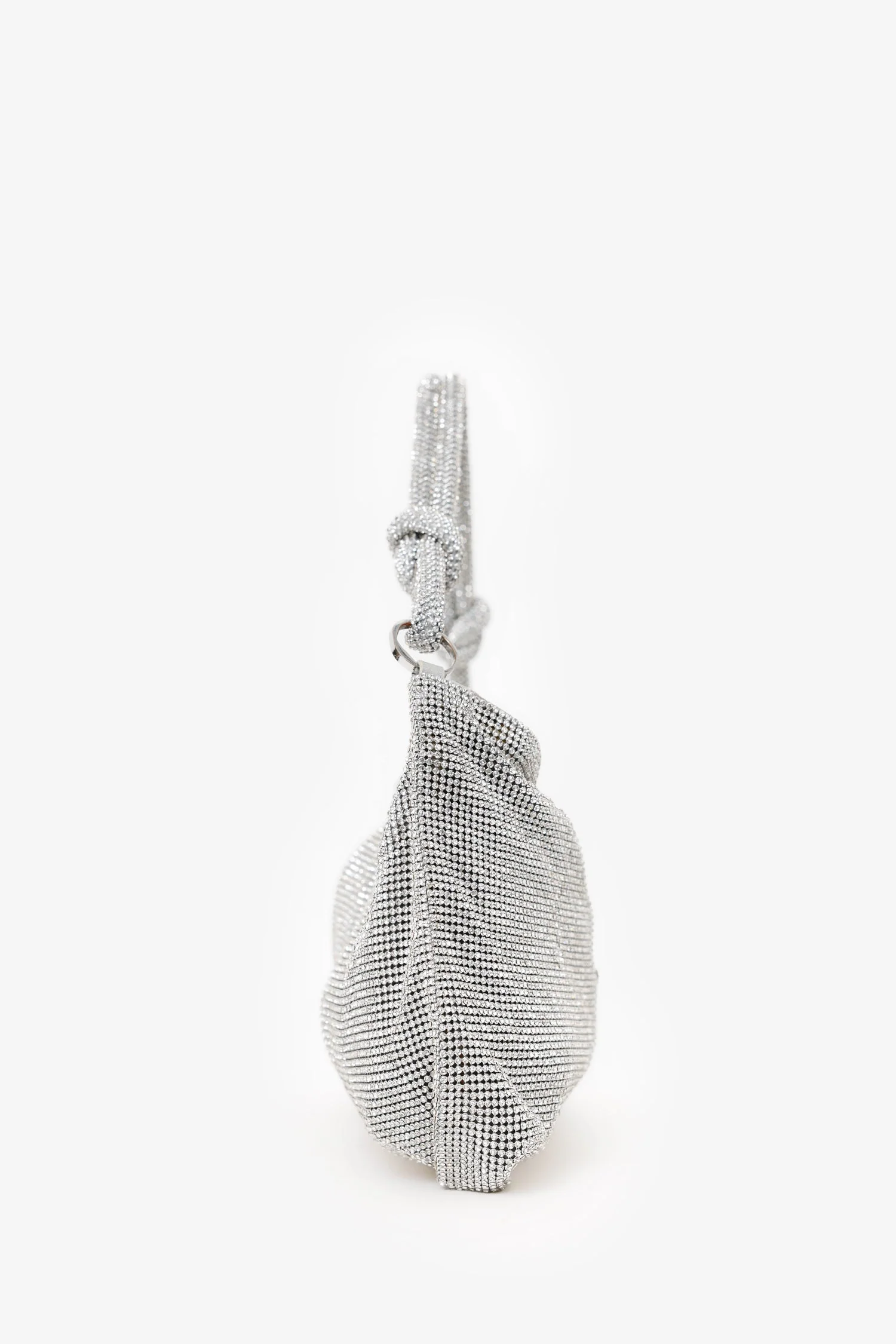 Cult Gaia Silver Metallic Crystal Embellished Shoulder Bag - Image 3