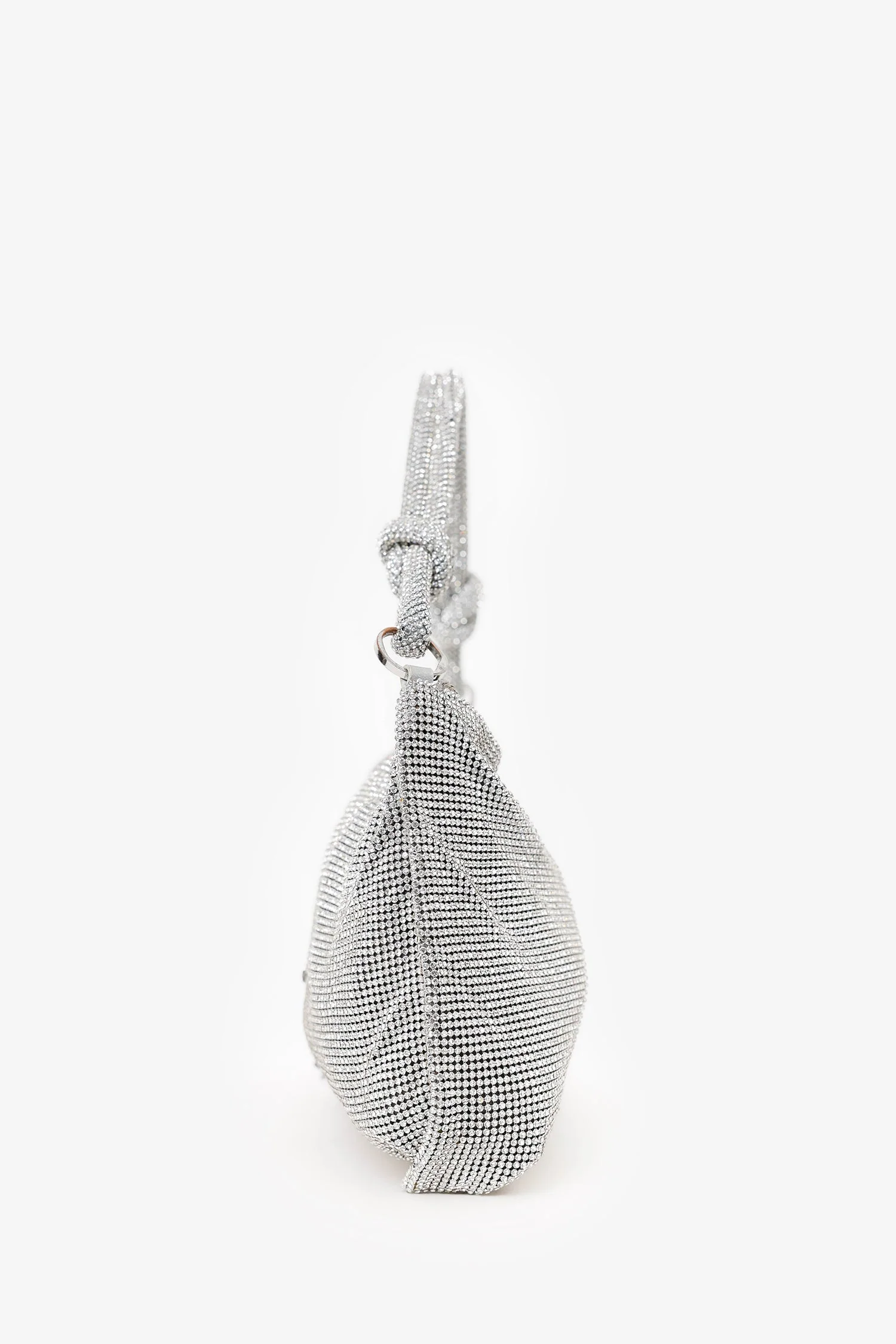 Cult Gaia Silver Metallic Crystal Embellished Shoulder Bag - Image 4
