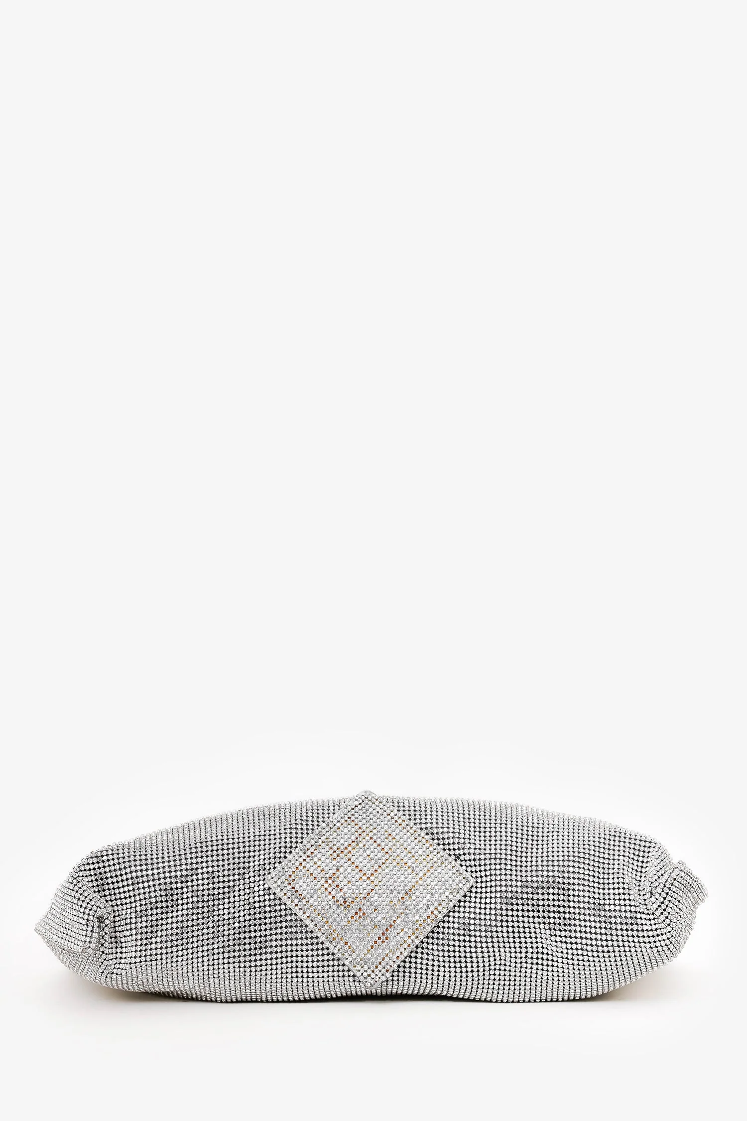 Cult Gaia Silver Metallic Crystal Embellished Shoulder Bag - Image 5