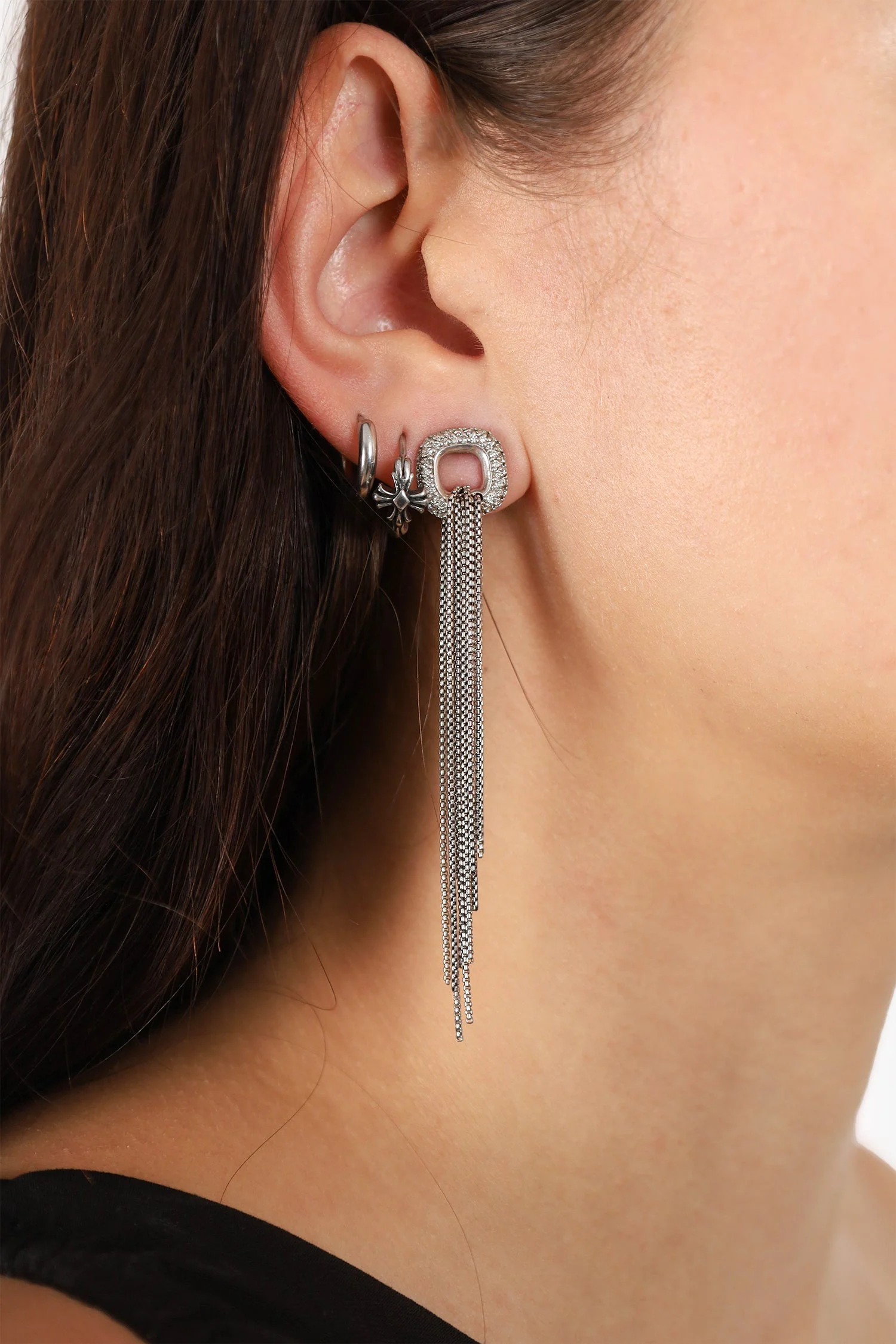 David Yurman Diamond 'Graphite Ice' Tassel Drop Earrings - Image 5