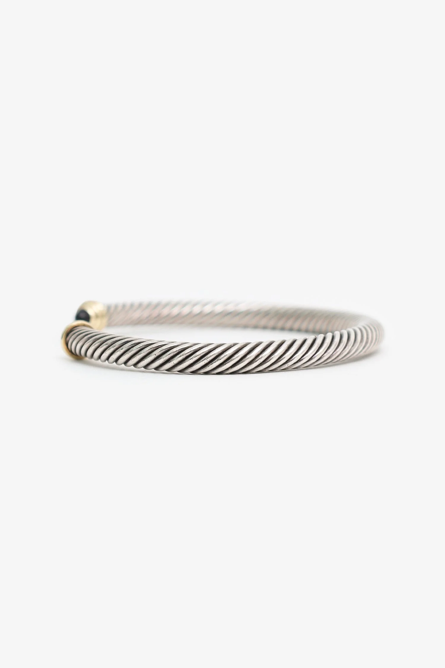 David Yurman Sterling Silver 14K Yellow Gold Black Onyx Cable Bracelet - Image 3
