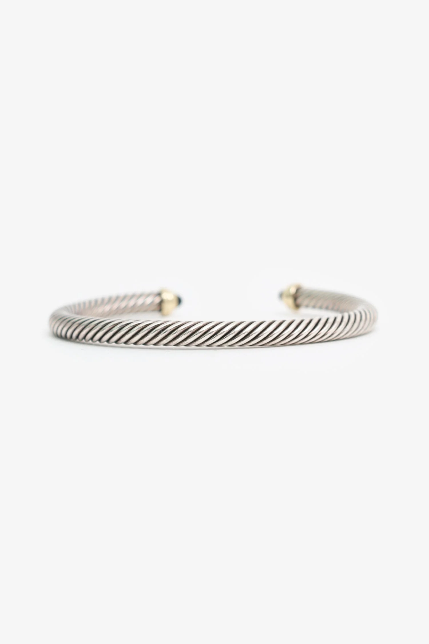 David Yurman Sterling Silver 14K Yellow Gold Black Onyx Cable Bracelet - Image 4