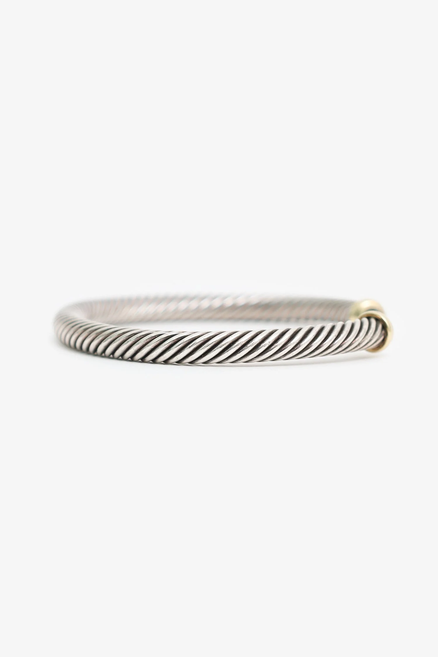 David Yurman Sterling Silver 14K Yellow Gold Black Onyx Cable Bracelet - Image 5