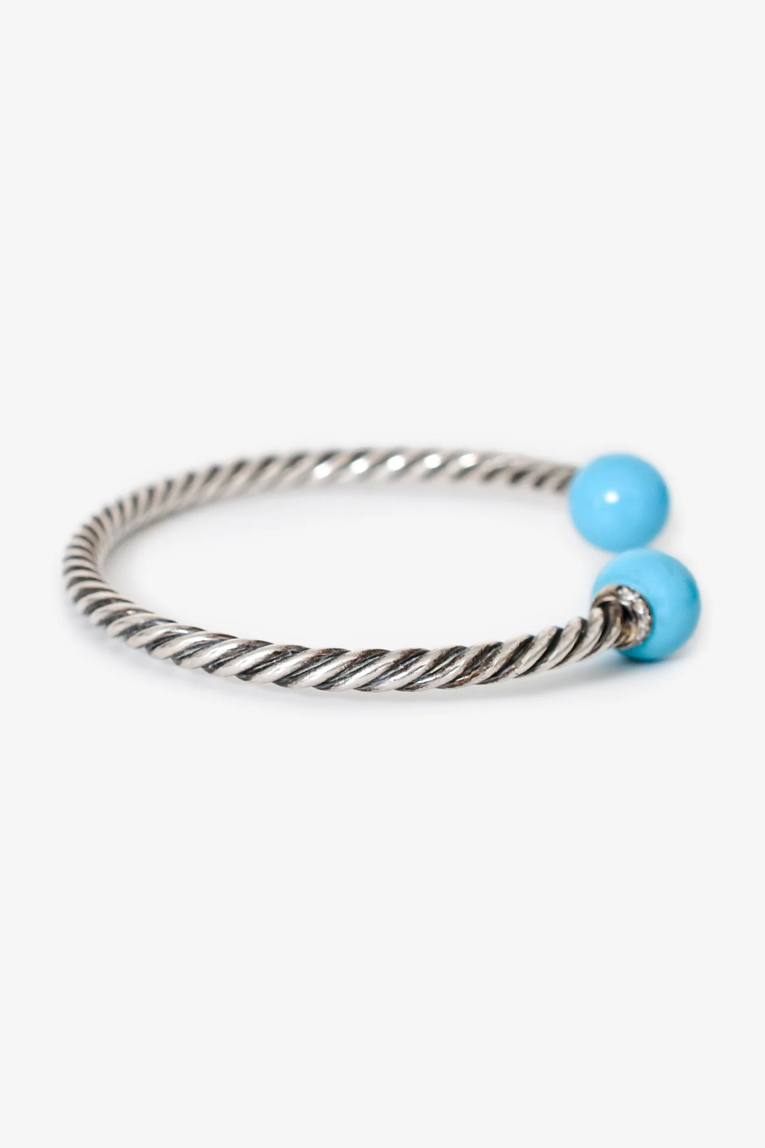 David Yurman Sterling Silver/Diamond Turquoise 'Solari' Bracelet - Image 4