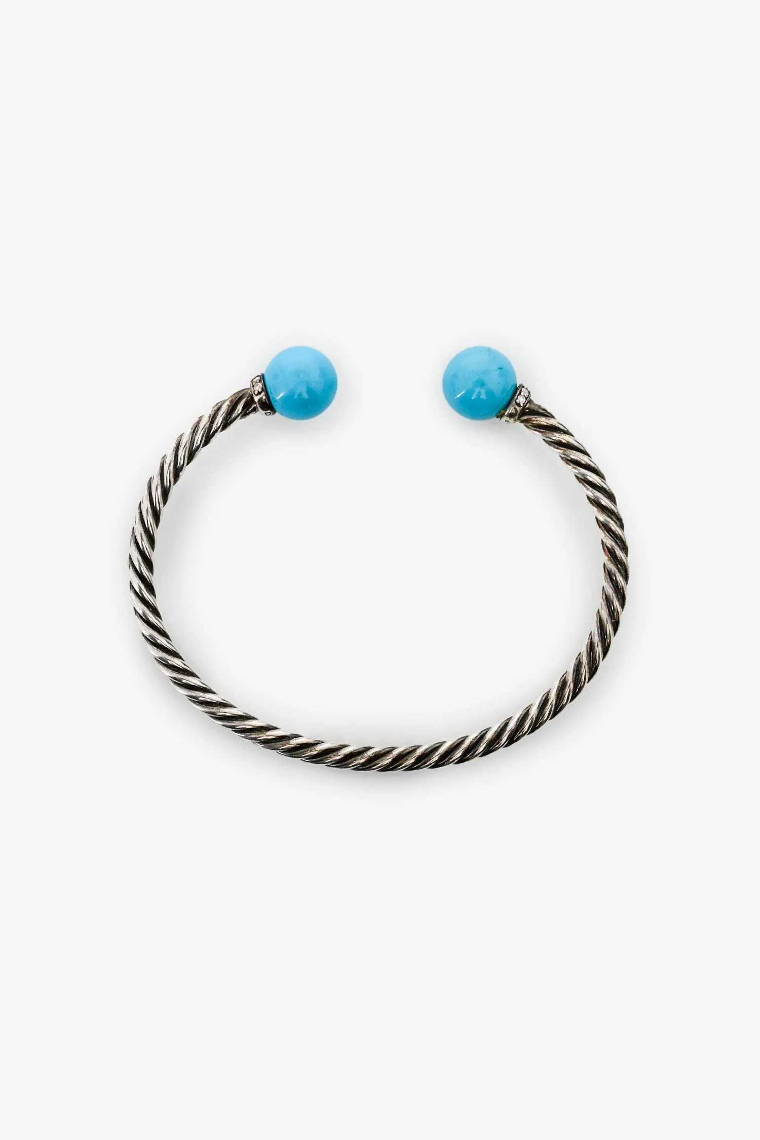 David Yurman Sterling Silver/Diamond Turquoise 'Solari' Bracelet - Image 5
