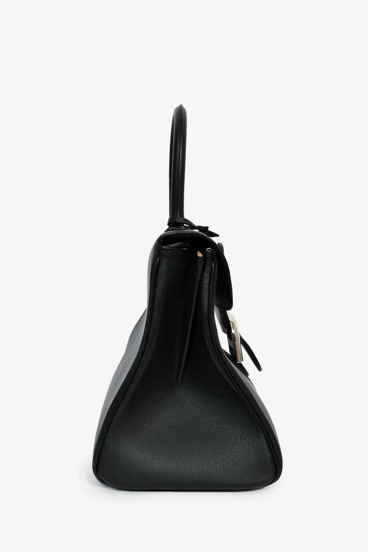 Delvaux Black Leather Brillant MM Top Handle Bag with Strap - Image 3