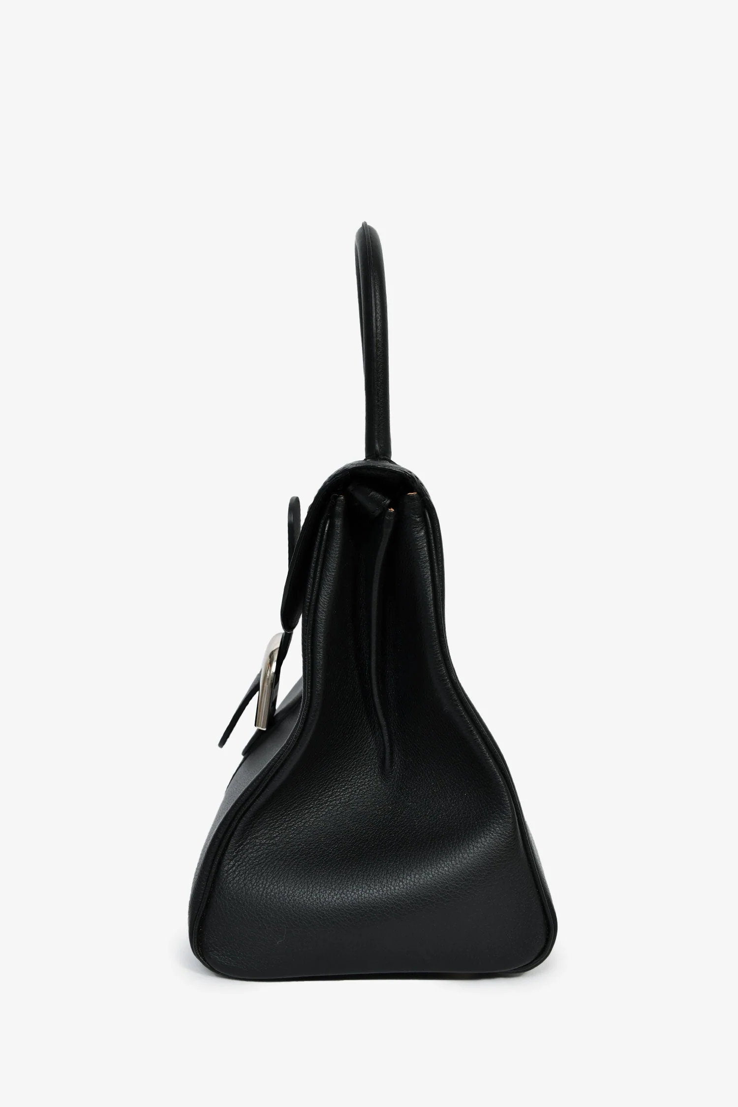 Delvaux Black Leather Brillant MM Top Handle Bag with Strap - Image 4