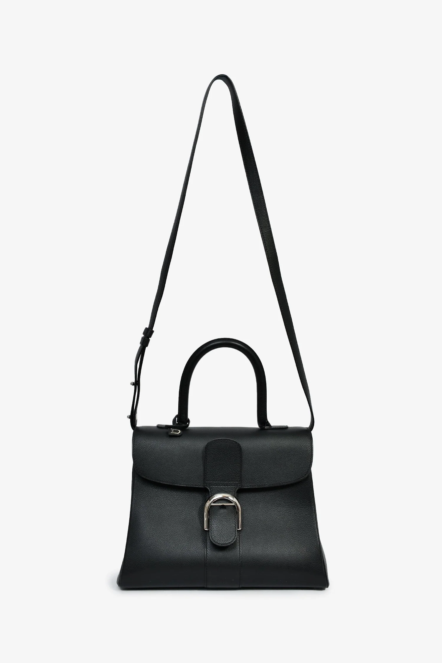 Delvaux Black Leather Brillant MM Top Handle Bag with Strap - Image 7