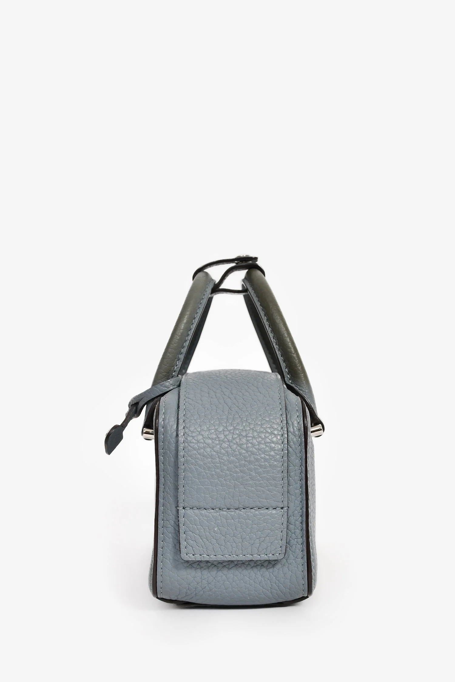 Delvaux Blue Grained Leather 'Cool Box' Nano Top Handle - Image 4