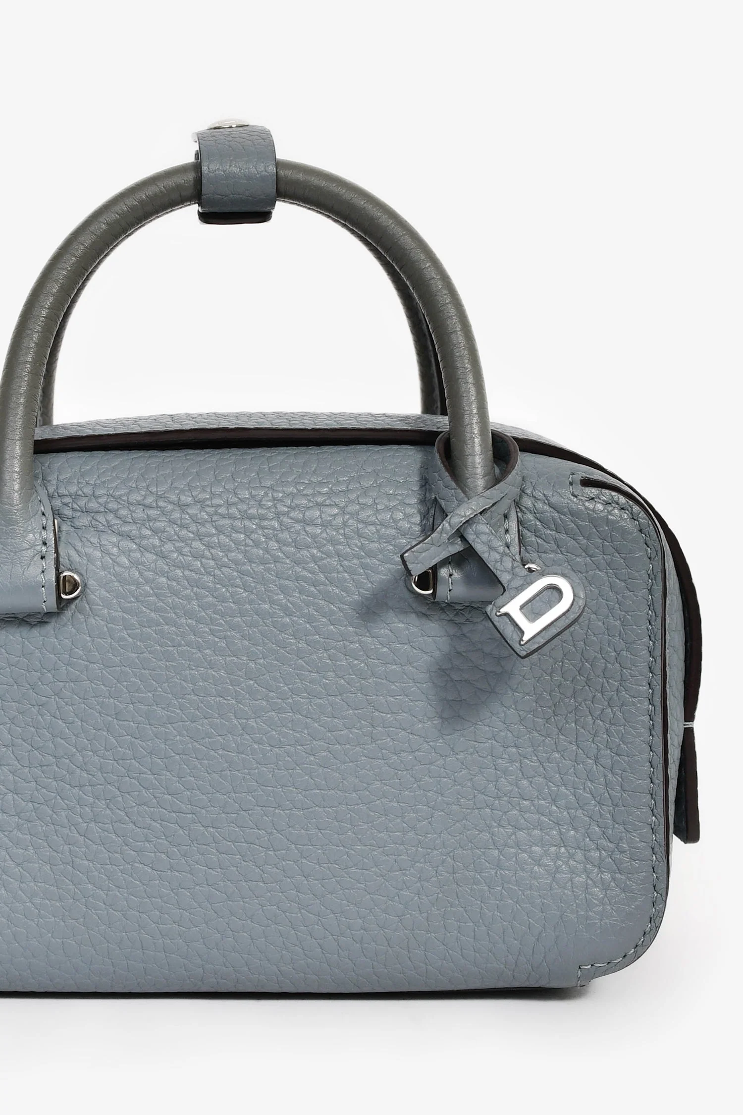 Delvaux Blue Grained Leather 'Cool Box' Nano Top Handle - Image 6