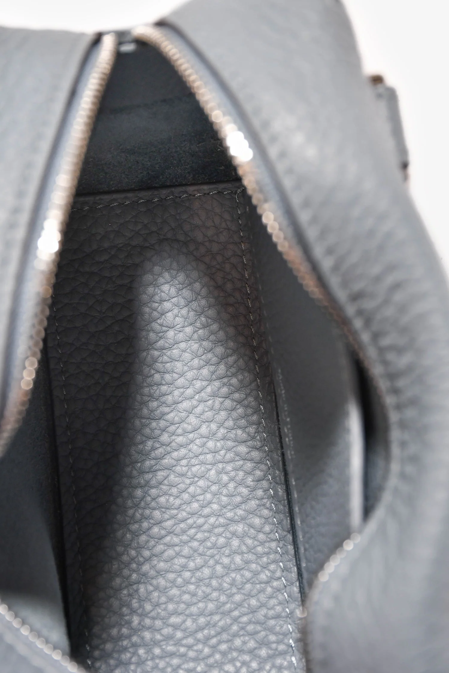 Delvaux Blue Grained Leather 'Cool Box' Nano Top Handle - Image 7