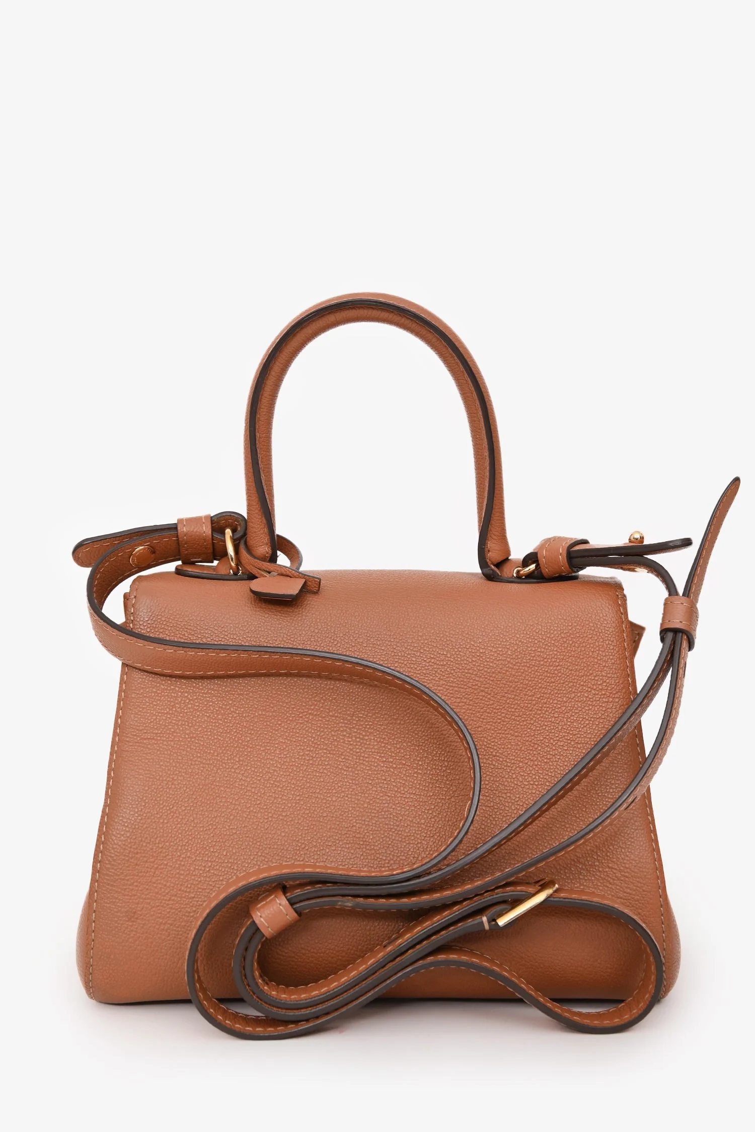 Delvaux Brown Calf Leather Brillant Mini Bag GHW with Strap - Image 8