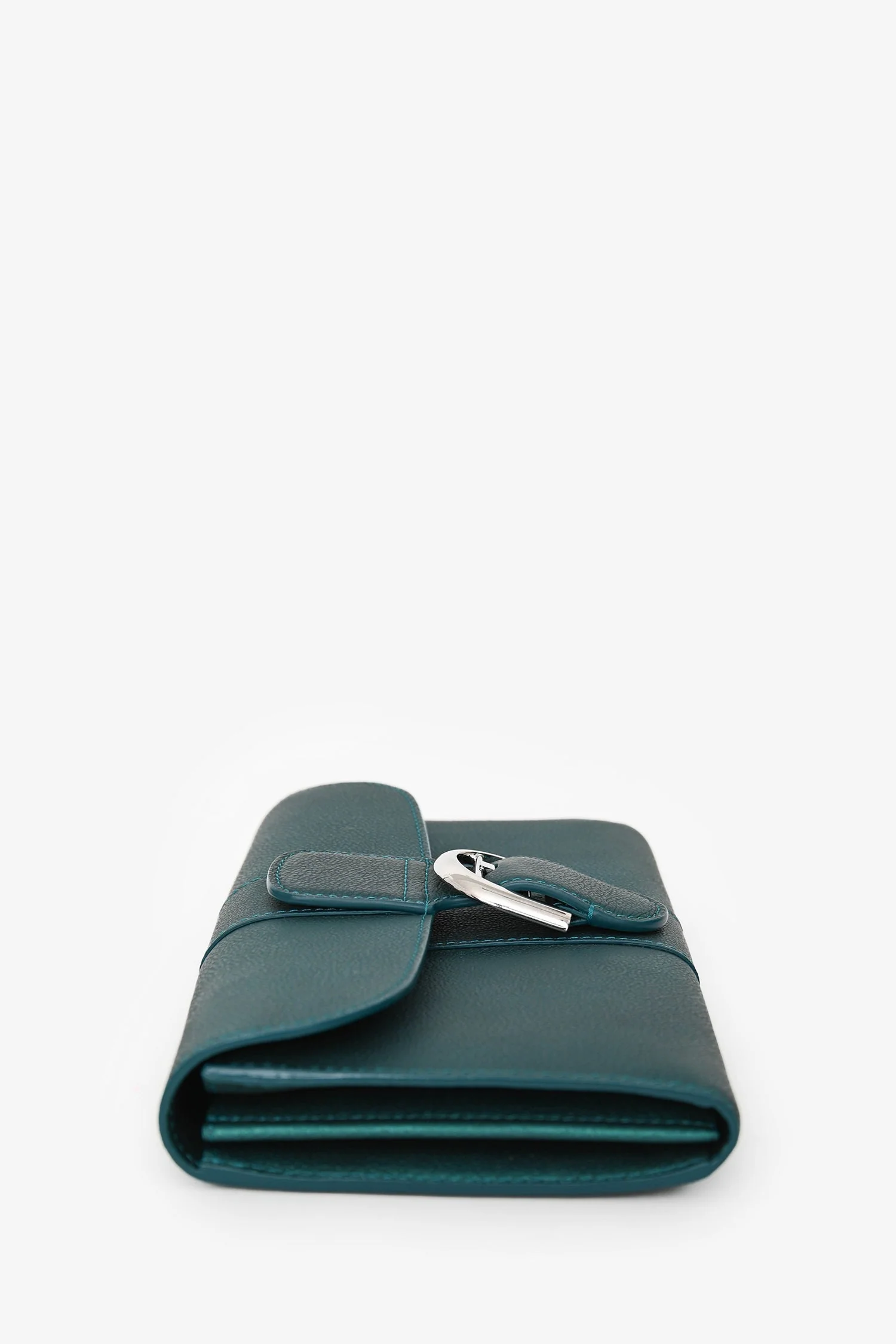 Delvaux Green Metallic Leather Brilliant Wallet On Chain SHW - Image 3