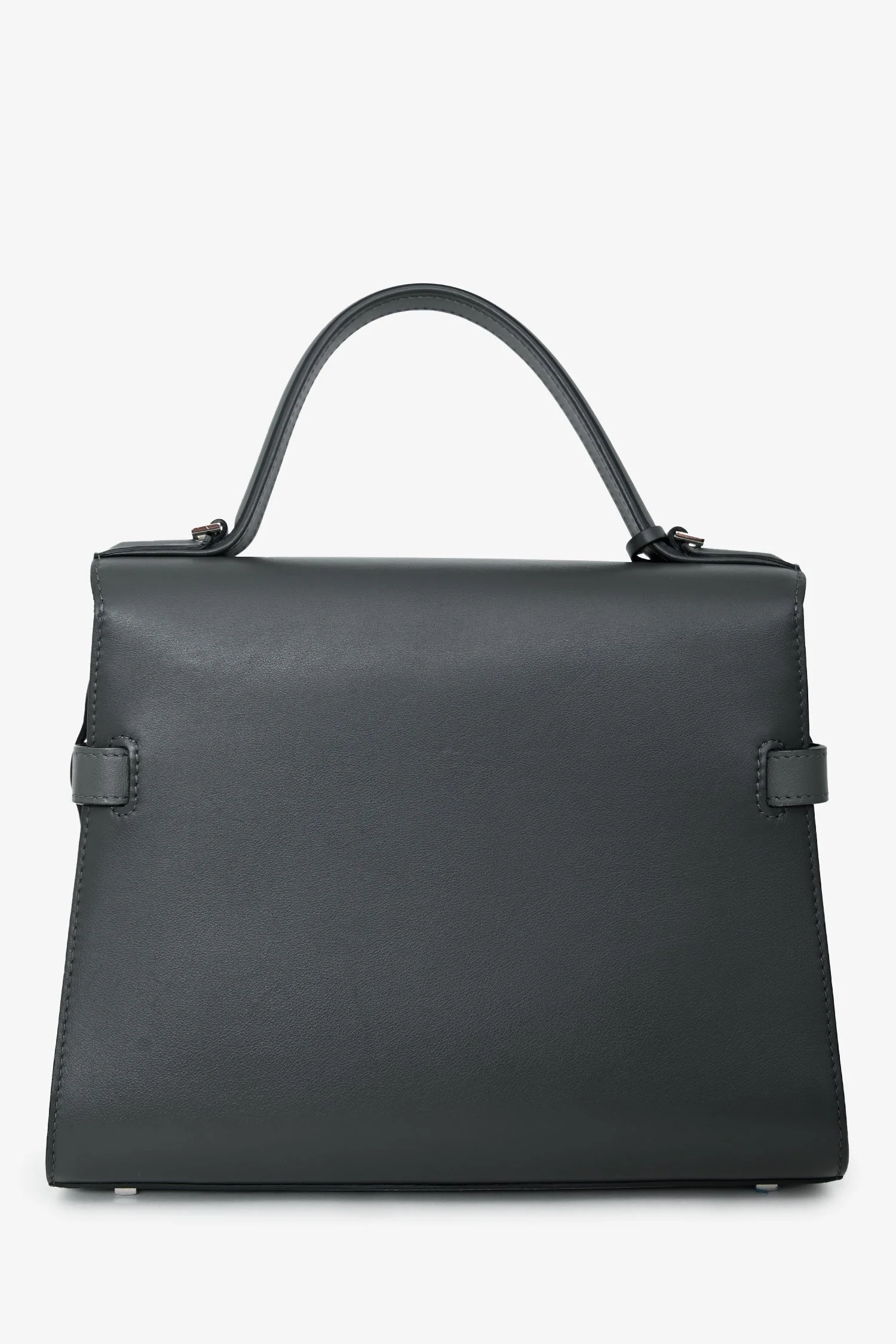 Delvaux Grey Leather 2 Tone Tempete MM Silver Hardware with Strap - Image 3