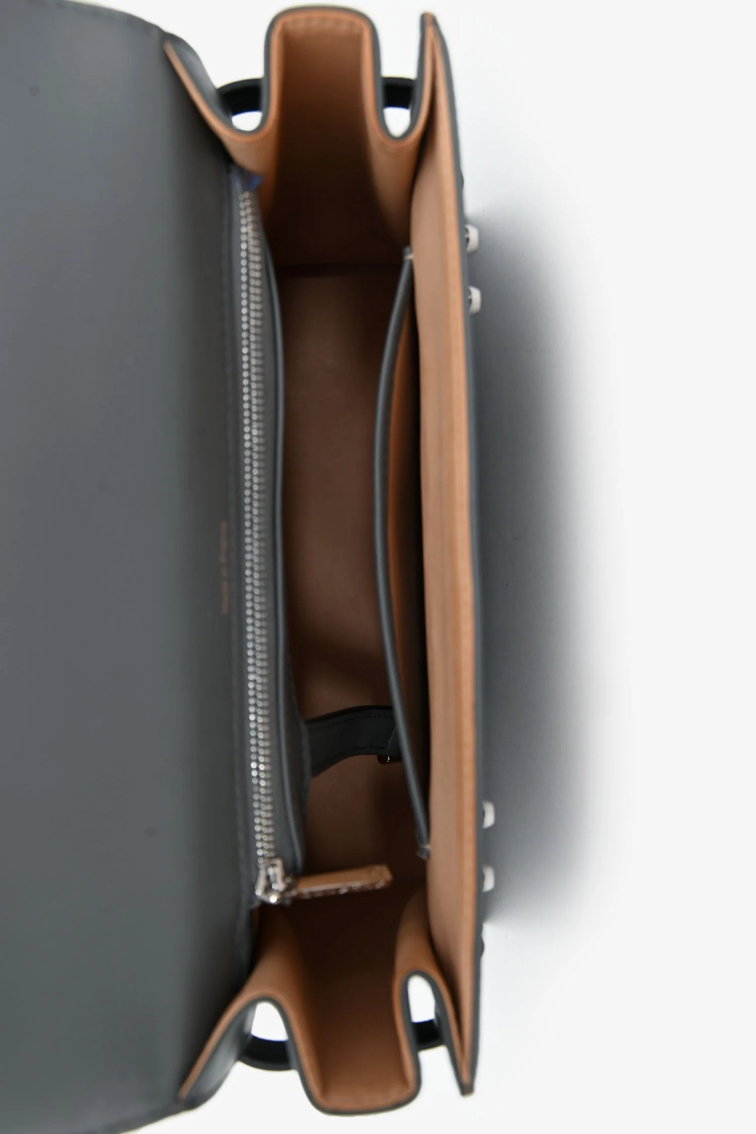 Delvaux Grey Leather 2 Tone Tempete MM Silver Hardware with Strap - Image 7