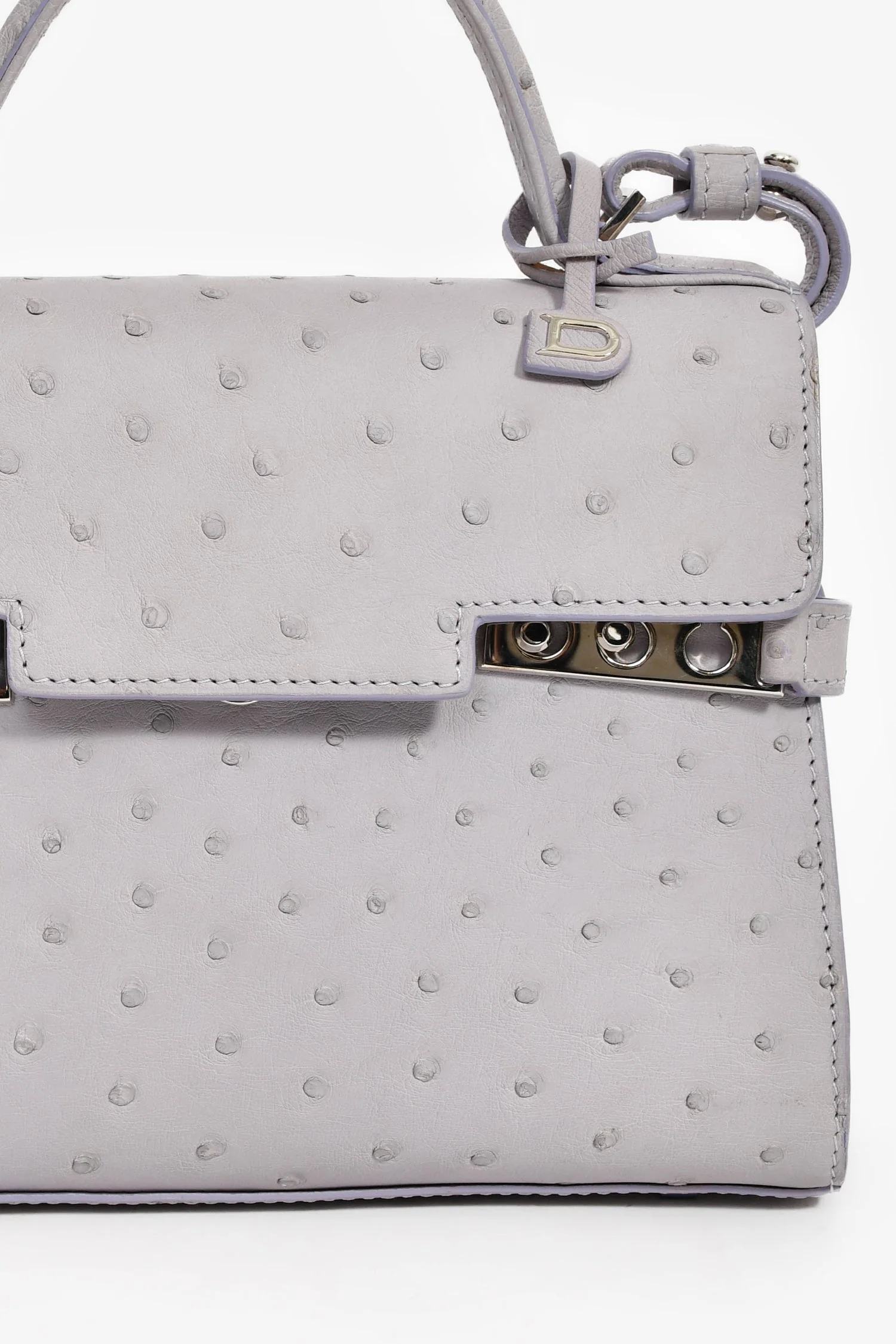 Delvaux Purplish Grey Pstrich Leather Tempete PM with Strap - Image 6