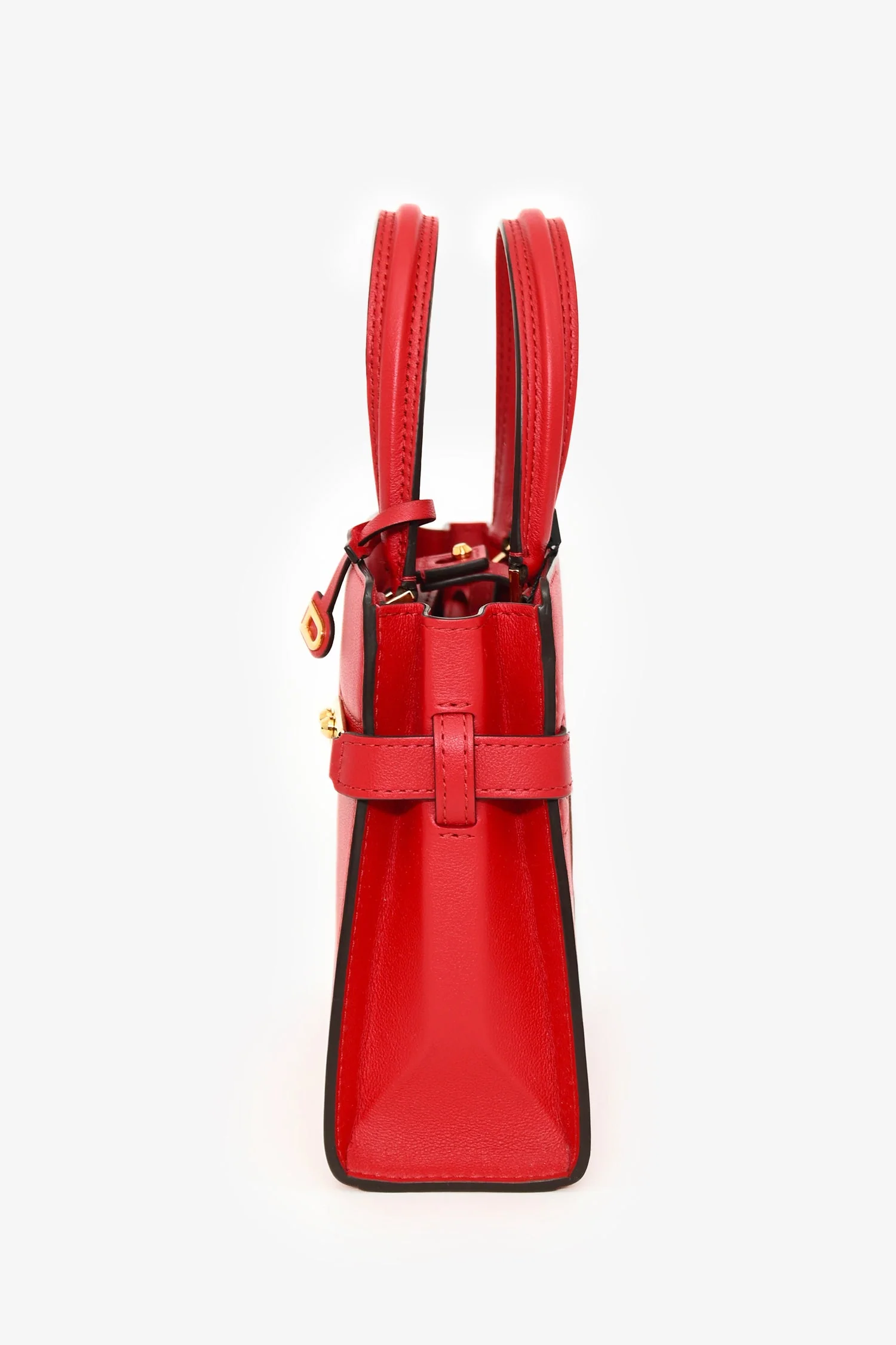 Delvaux Red Leather Tempete Crush PM Top Handle - Image 4