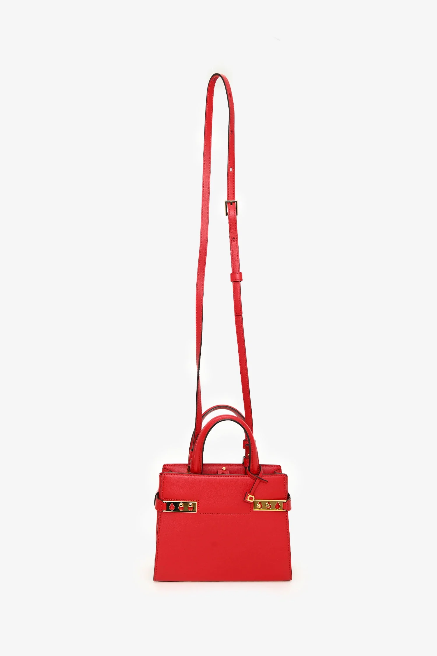 Delvaux Red Leather Tempete Crush PM Top Handle - Image 10