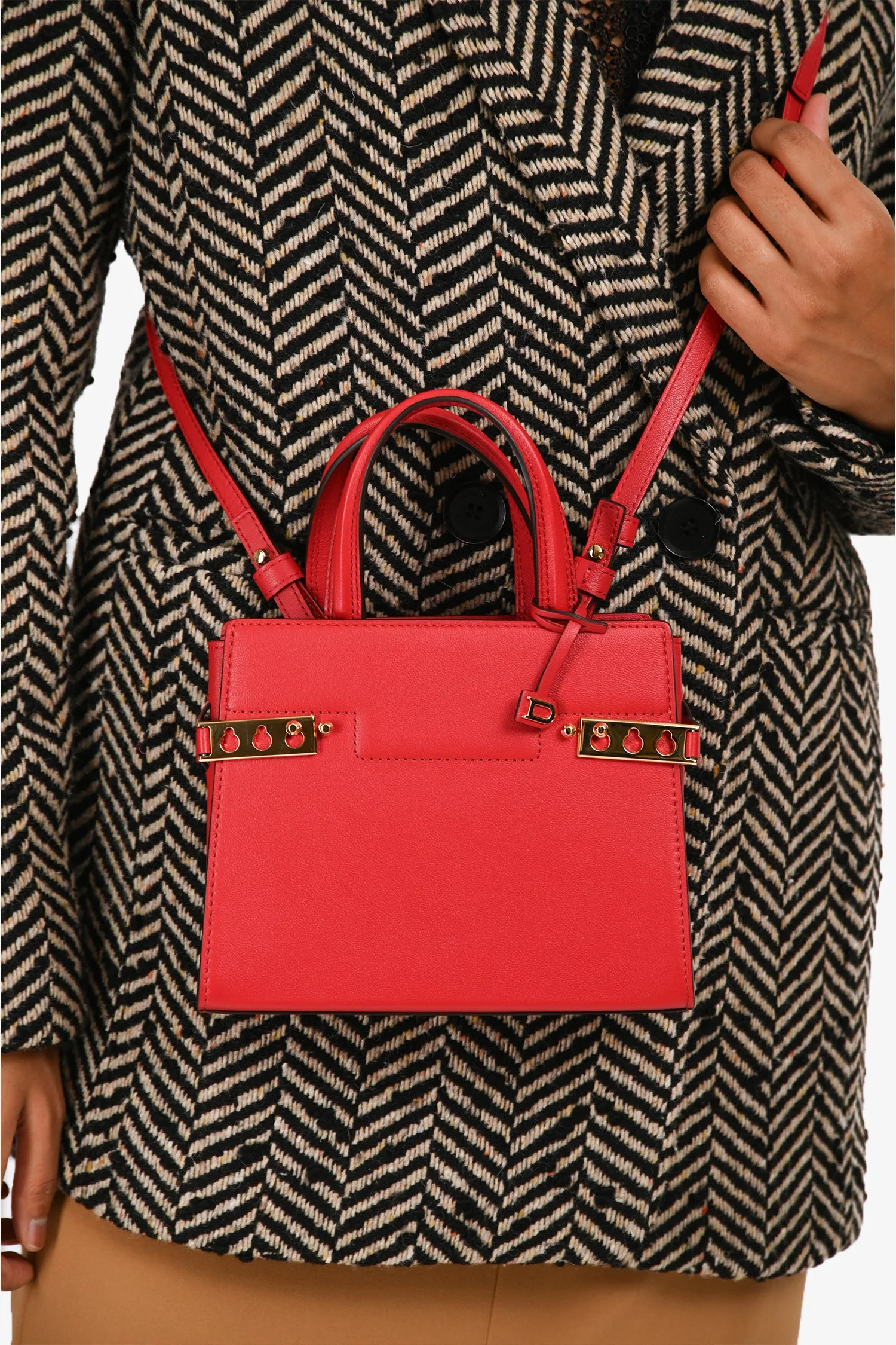 Delvaux Red Leather Tempete Crush PM Top Handle - Image 3