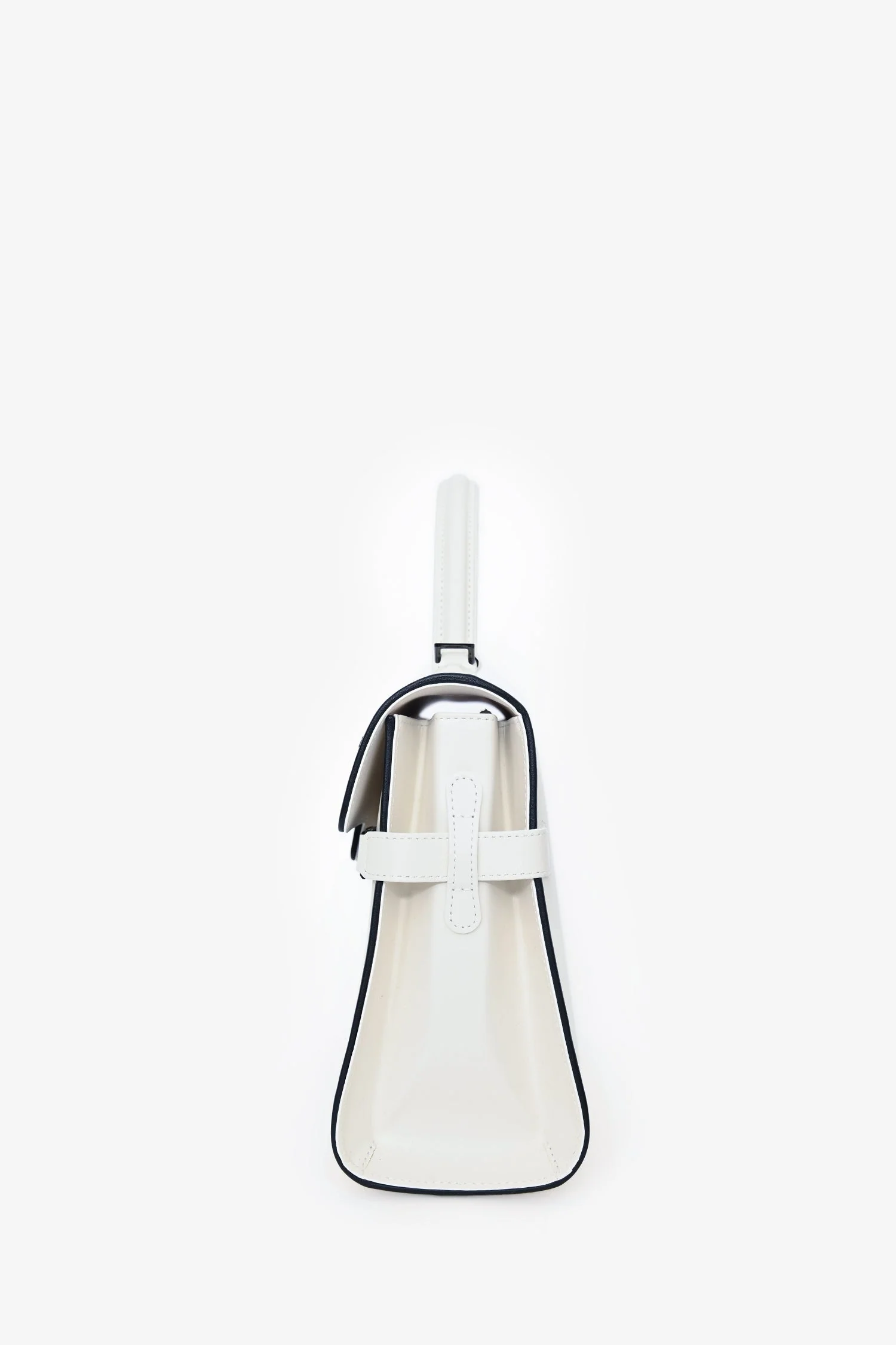 Delvaux White/Black Leather Tempete MM with Strap - Image 4
