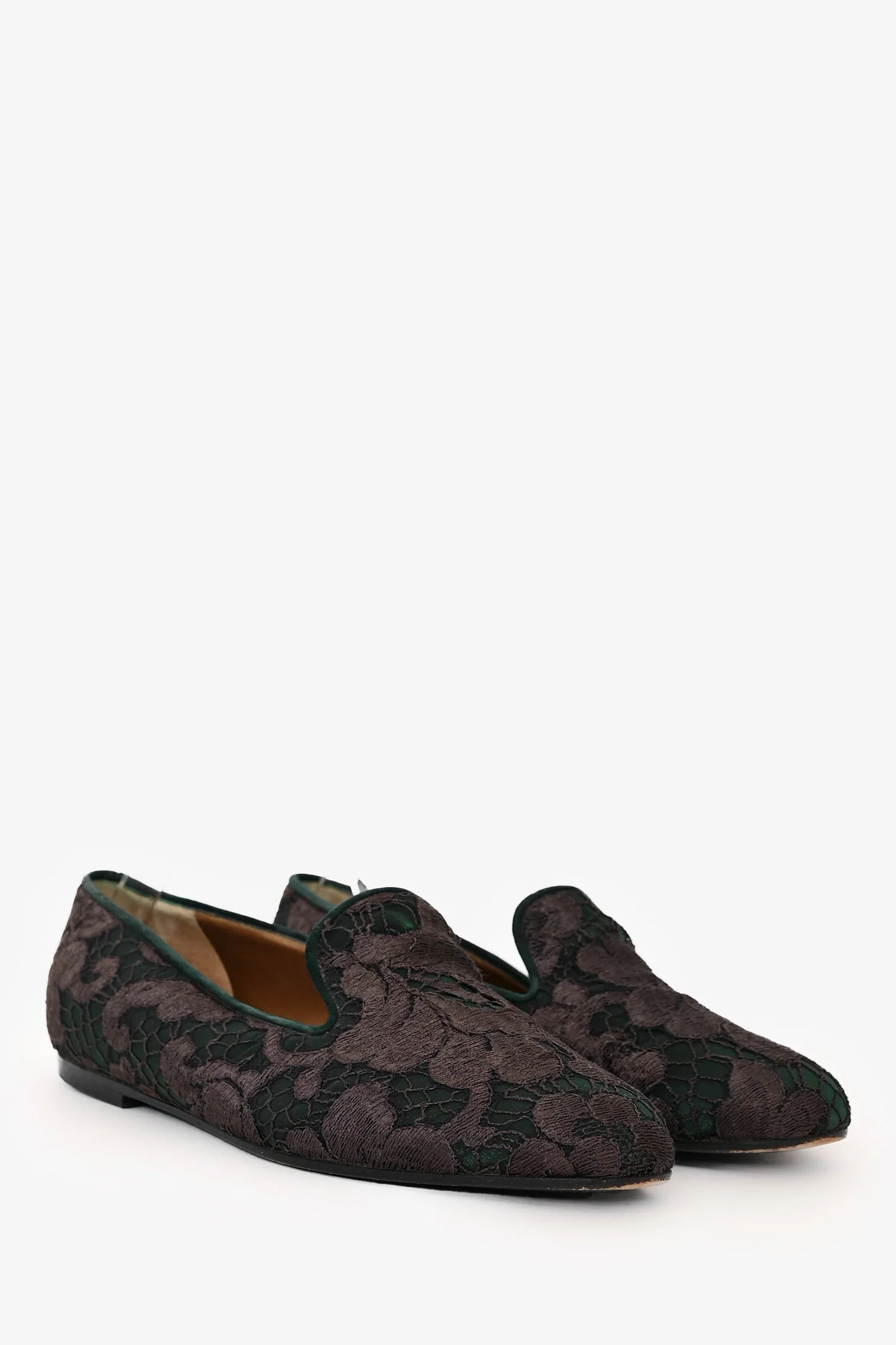 Diego Della Valle Green/Grey Lace Flats Size 6.5 - Image 2