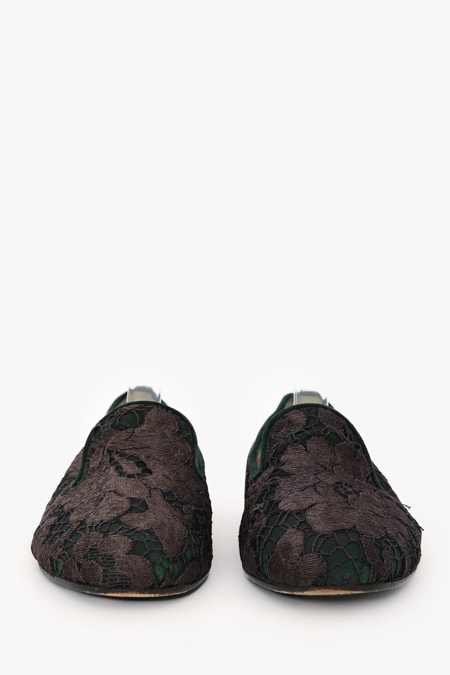 Diego Della Valle Green/Grey Lace Flats Size 6.5 - Image 3