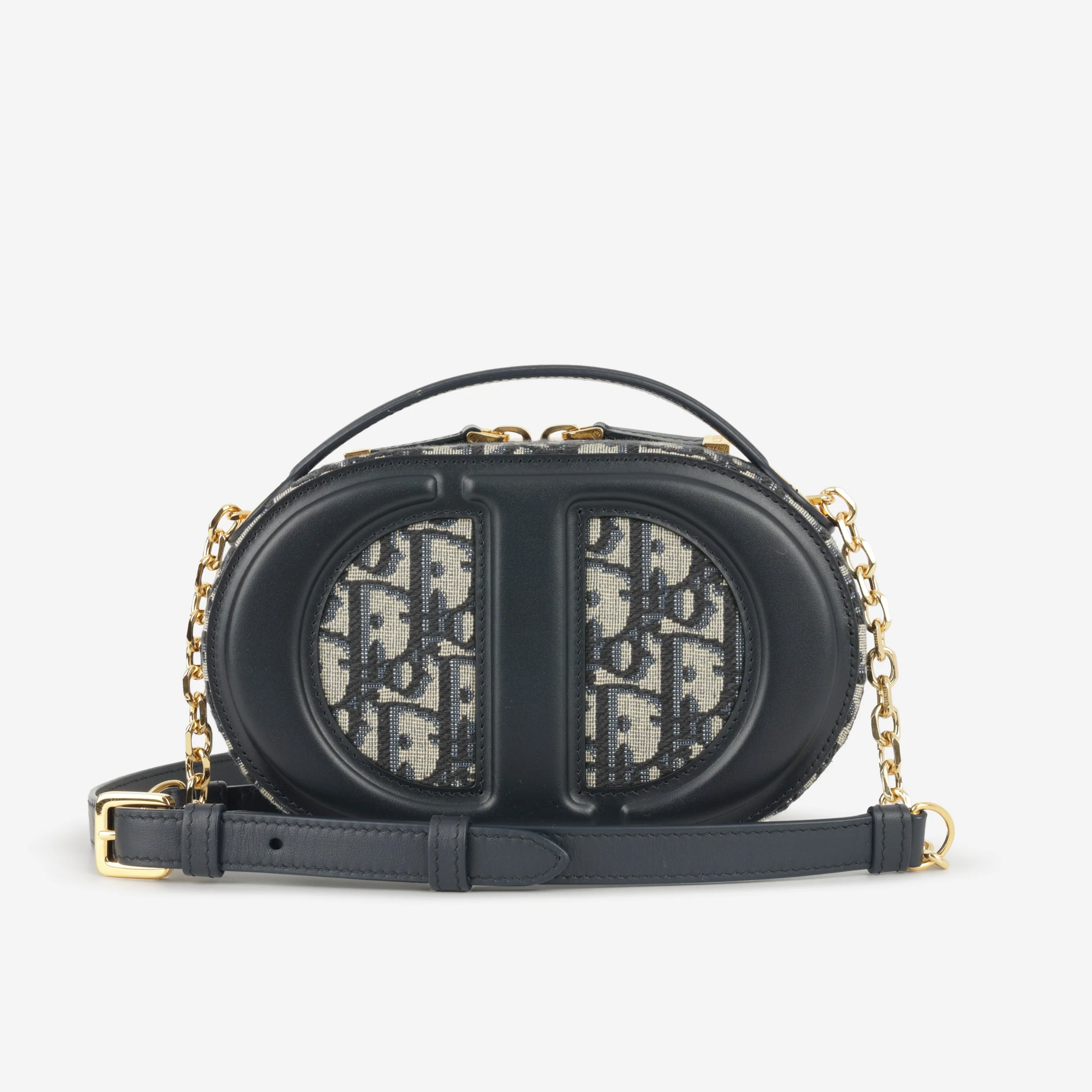 Dior CD Signature Oval Camera Bag - Navy Oblique | Gold Hardware - Image 3