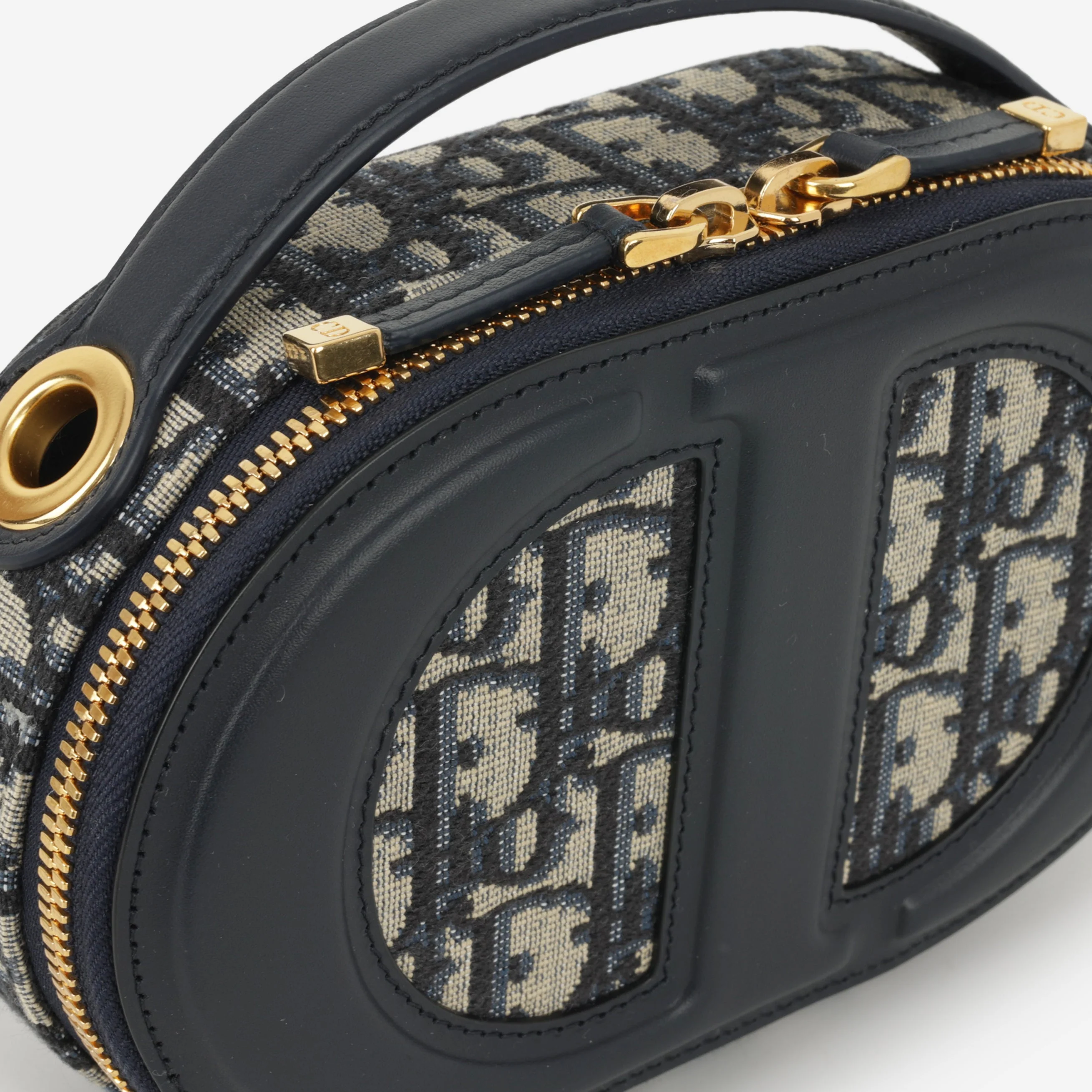 Dior CD Signature Oval Camera Bag - Navy Oblique | Gold Hardware - Image 6