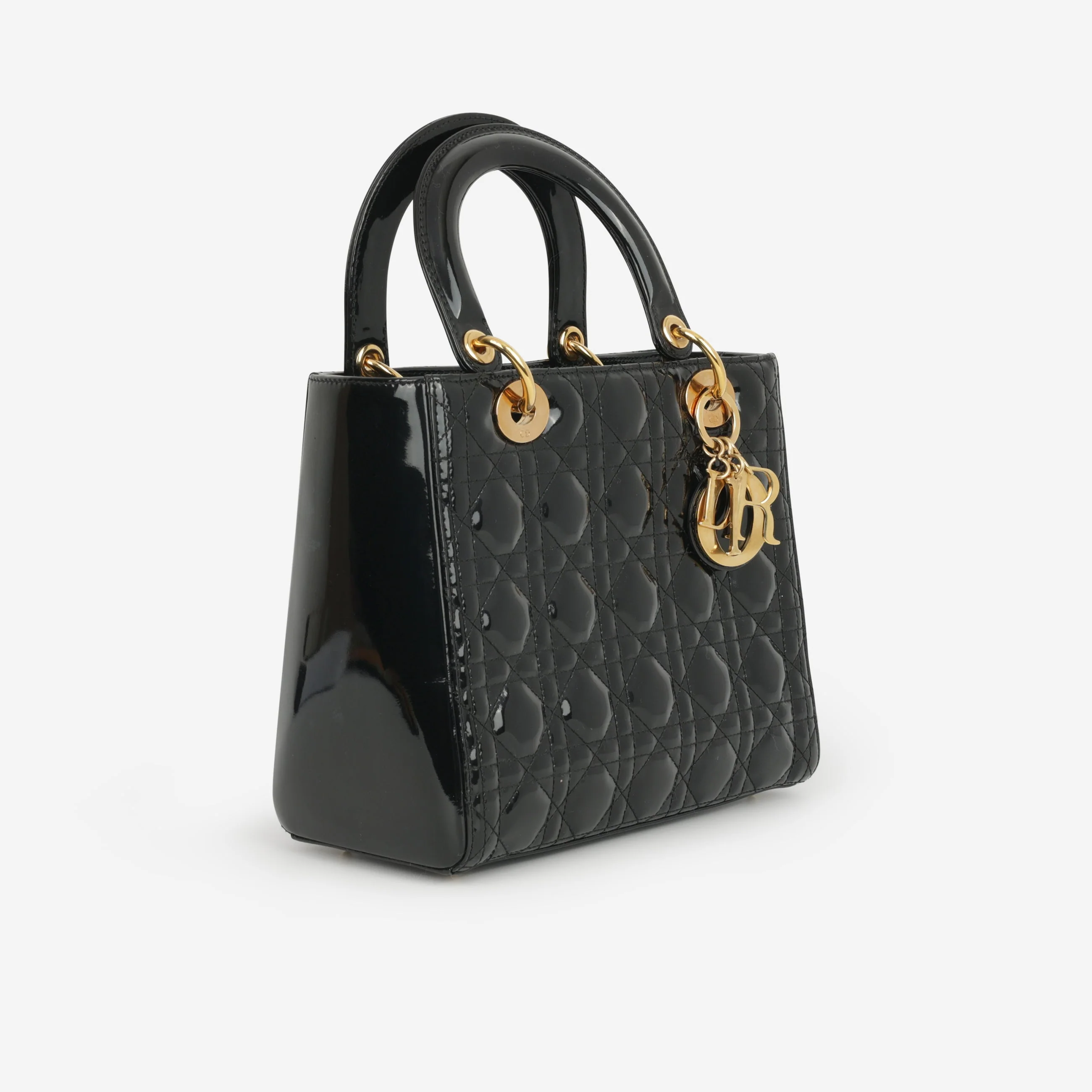 Dior Medium Lady Dior - Black Patent | Gold Hardware - Image 2