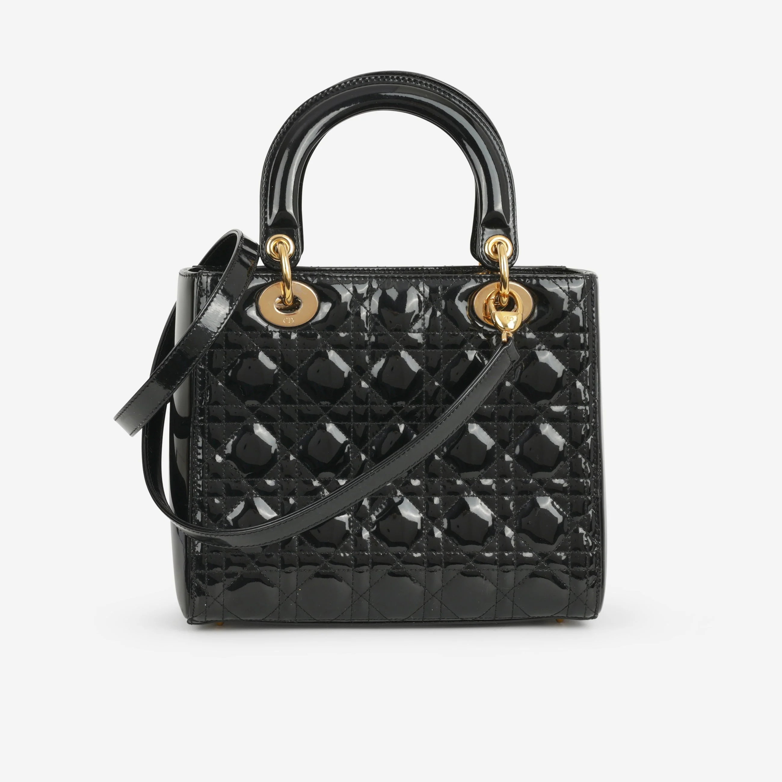 Dior Medium Lady Dior - Black Patent | Gold Hardware - Image 3