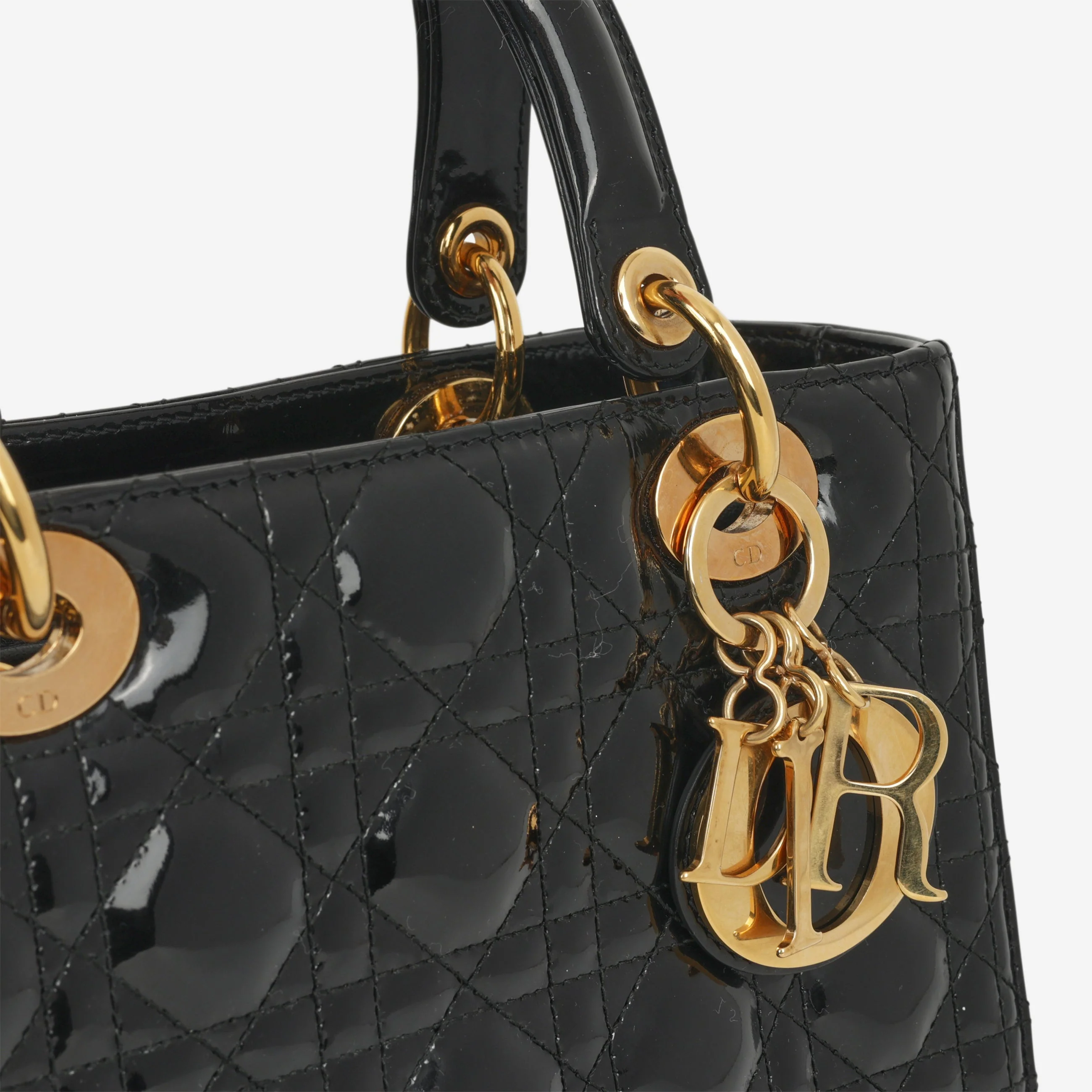 Dior Medium Lady Dior - Black Patent | Gold Hardware - Image 6