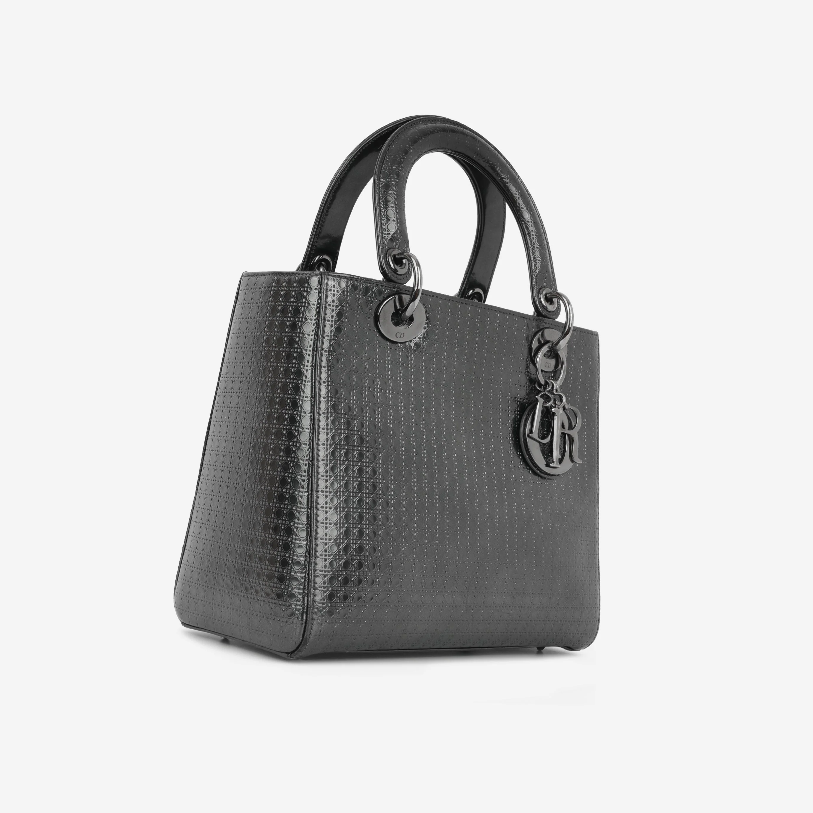 Dior Medium Lady Dior  - Dark Grey Metallic Microcannage | Ruthenium Hardware - Image 2