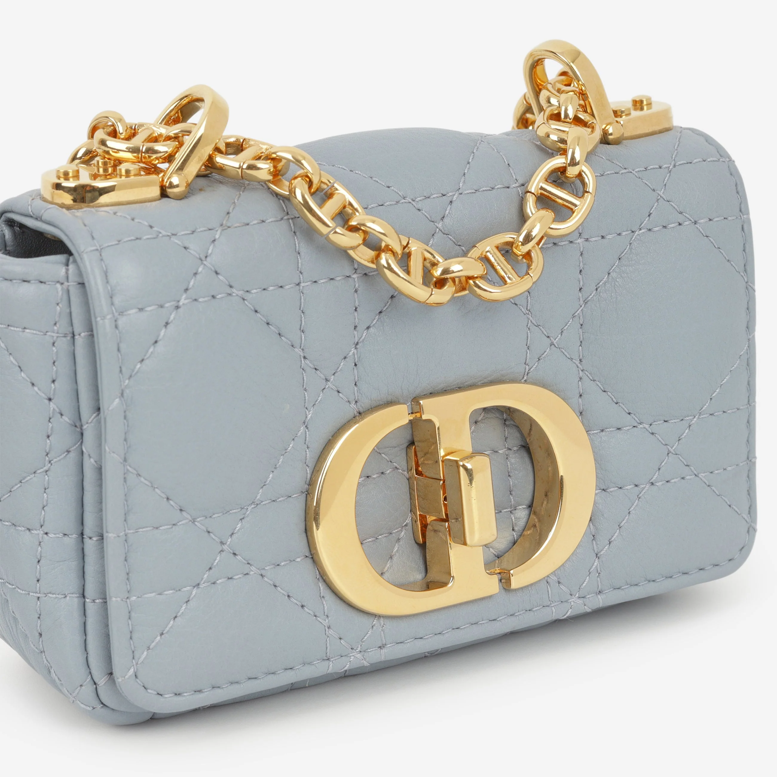 Dior Micro Caro Bag - Stone Grey Calfskin | Gold Hardware - Image 6