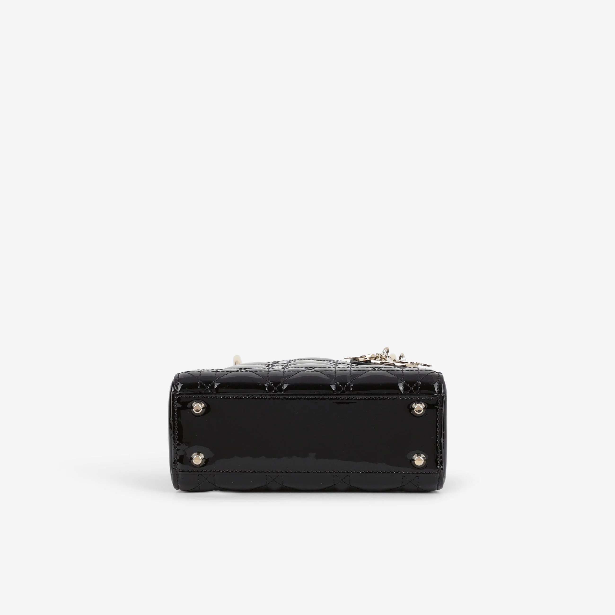 Dior Mini Lady Dior - Black Patent | Champagne Gold Hardware - Image 4