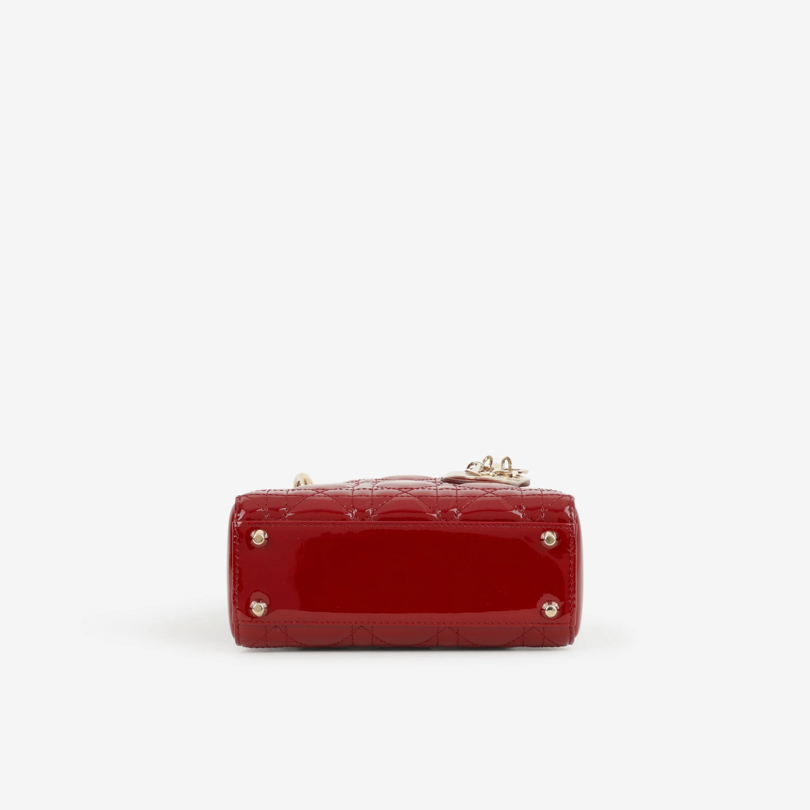 Dior Mini Lady Dior - Cherry Red Patent | Champagne Gold Hardware - Image 4