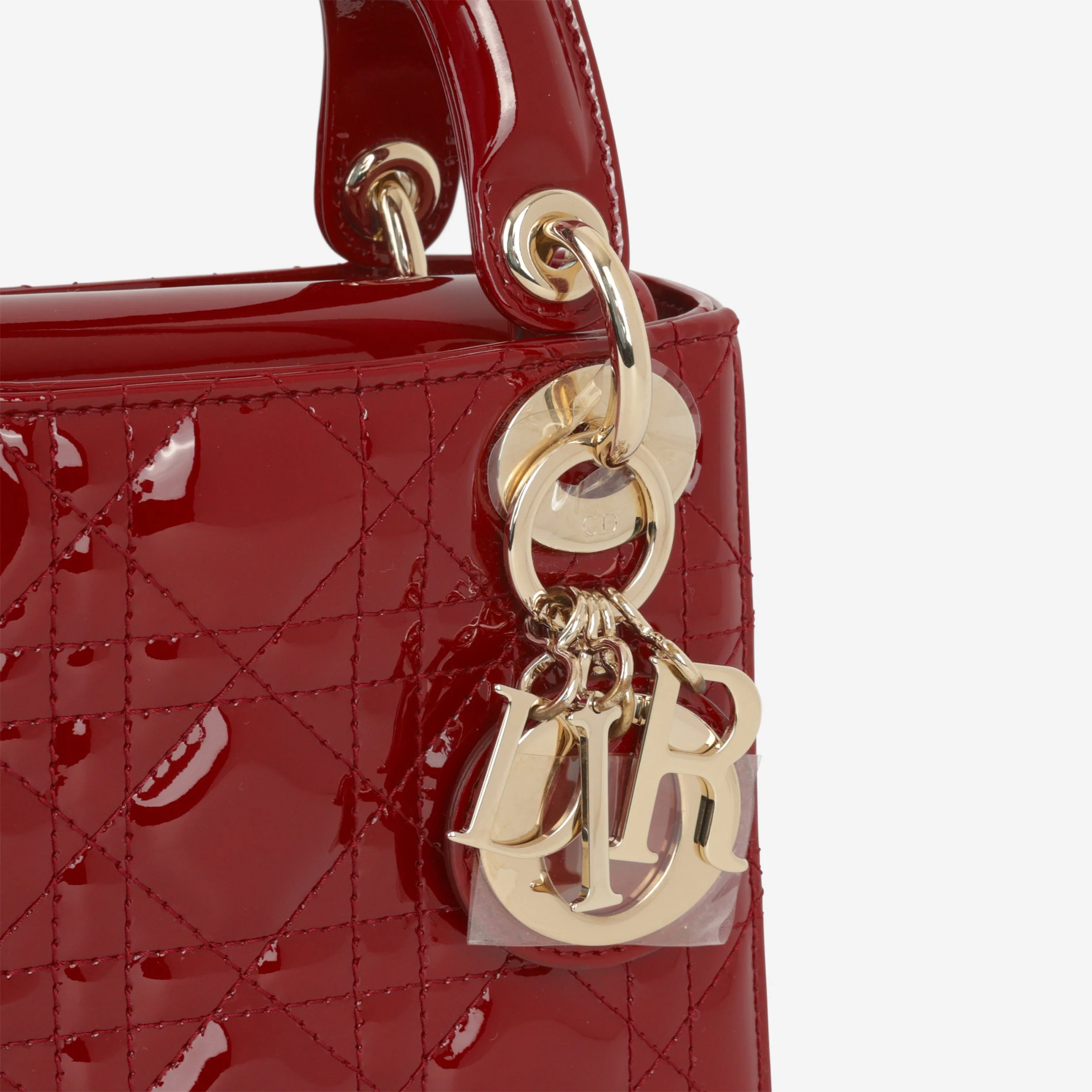 Dior Mini Lady Dior - Cherry Red Patent | Champagne Gold Hardware - Image 5