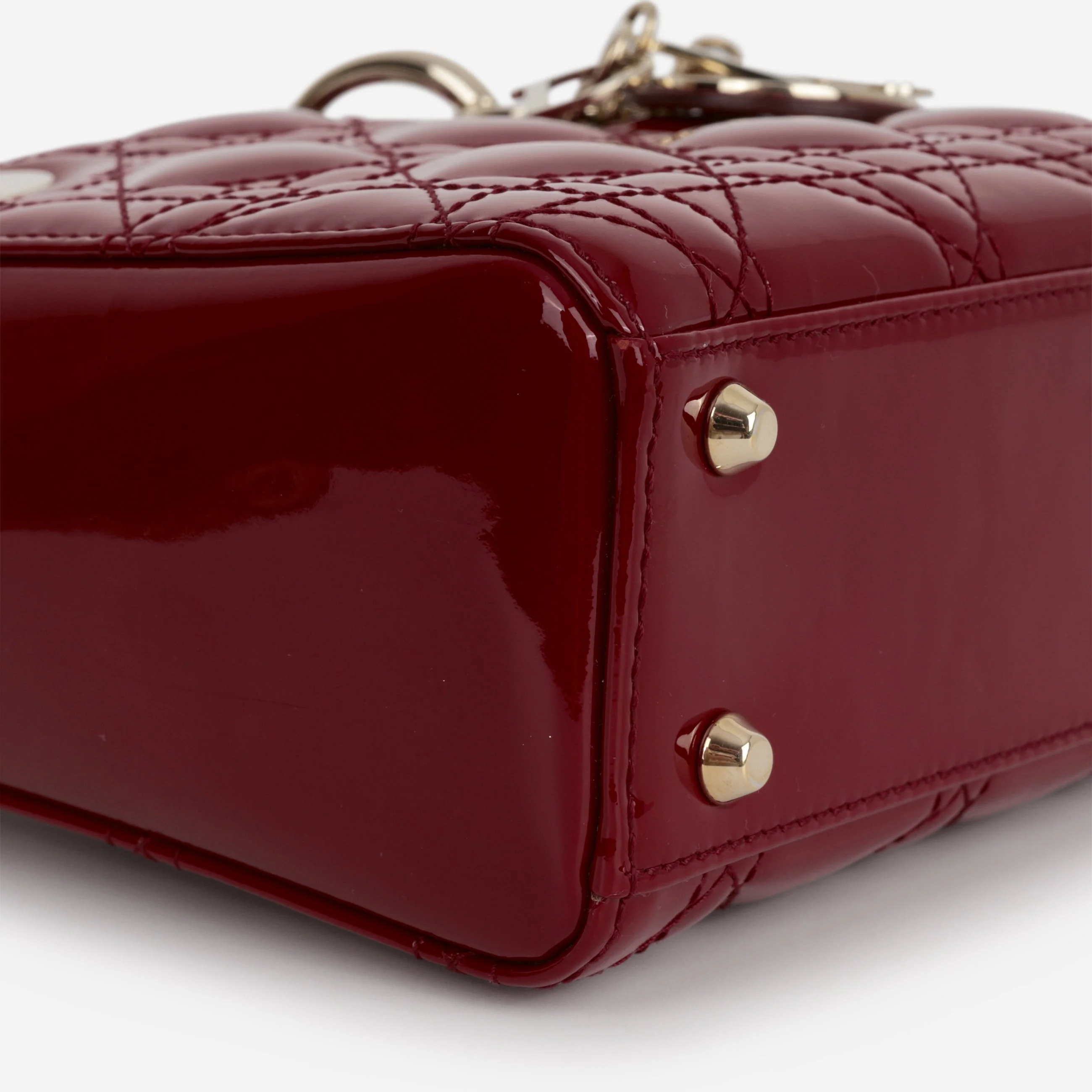 Dior Mini Lady Dior - Cherry Red Patent | Champagne Gold Hardware - Image 5