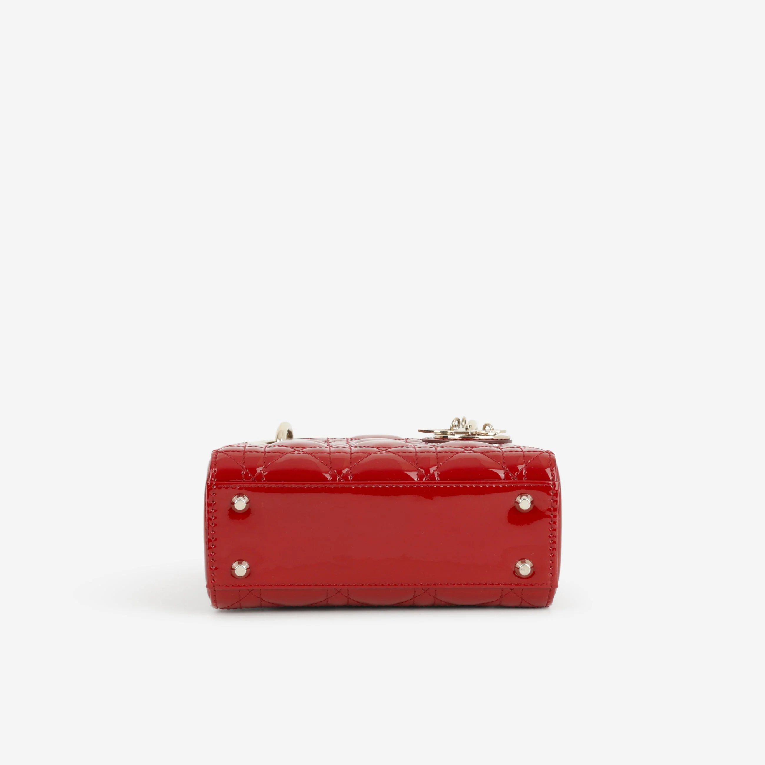 Dior Mini Lady Dior - Cherry Red Patent | Champagne Gold Hardware - Image 4