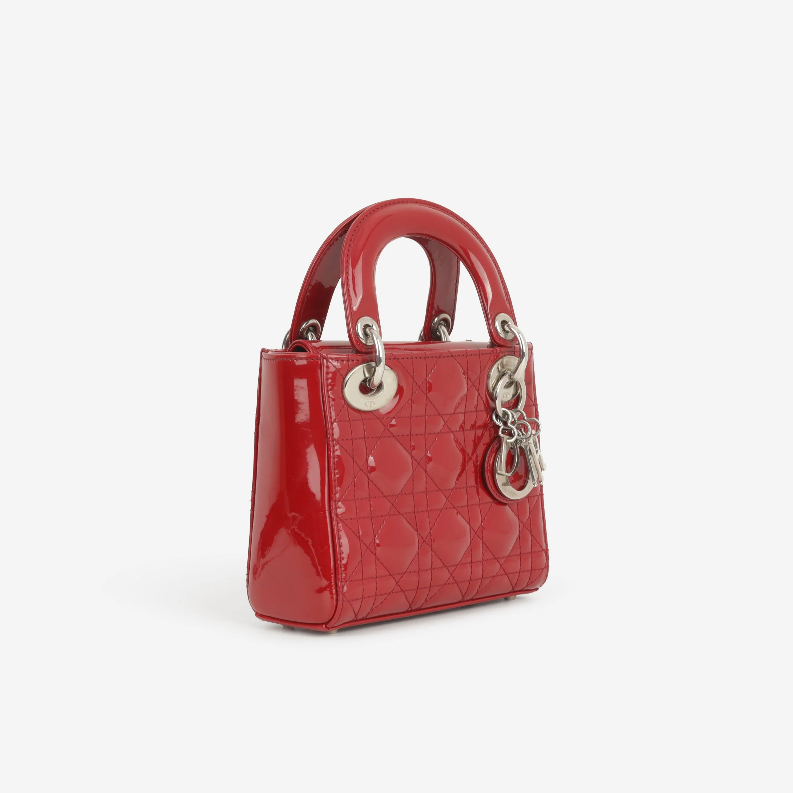 Dior Mini Lady Dior - Cherry Red Patent | Silver Hardware - Image 2