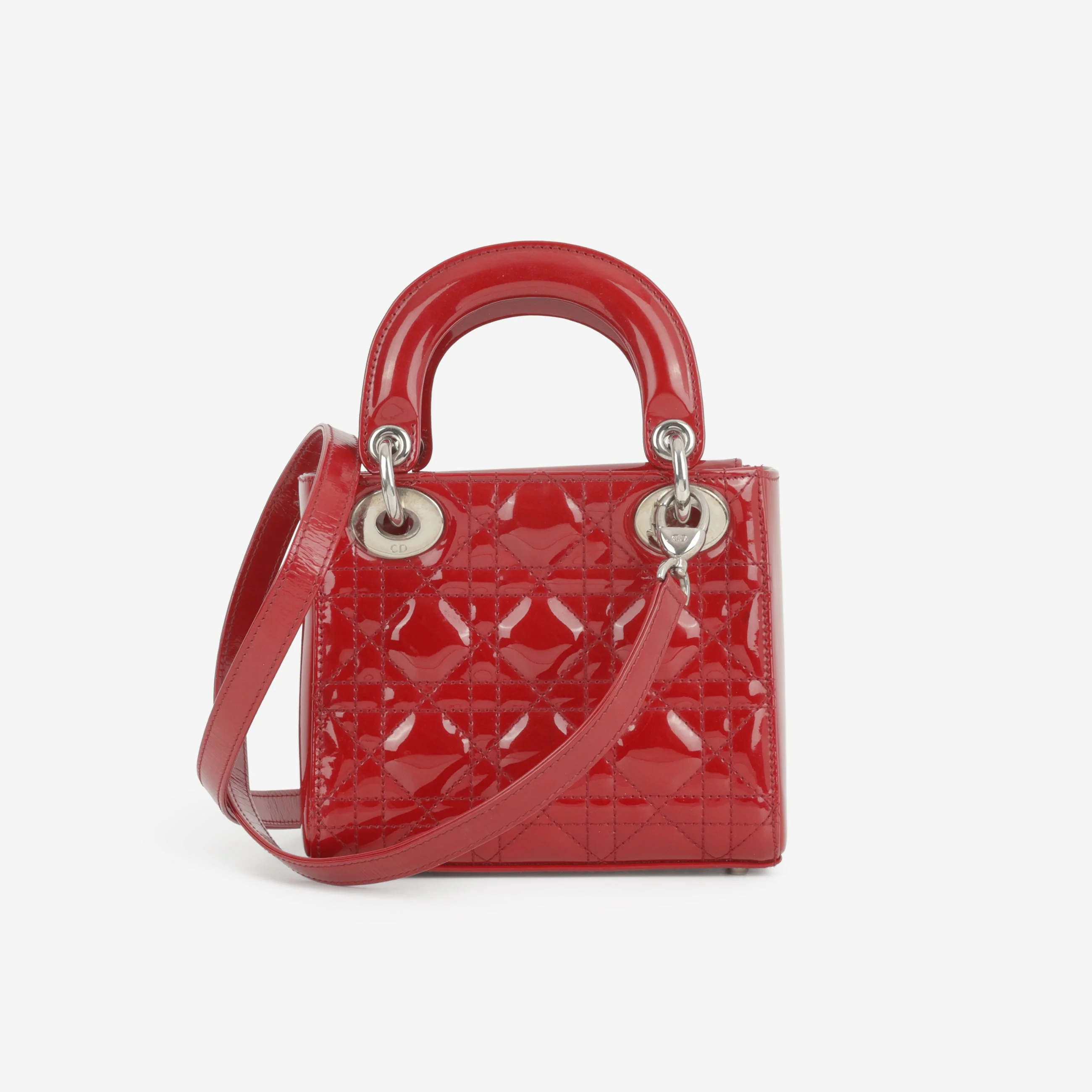Dior Mini Lady Dior - Cherry Red Patent | Silver Hardware - Image 3